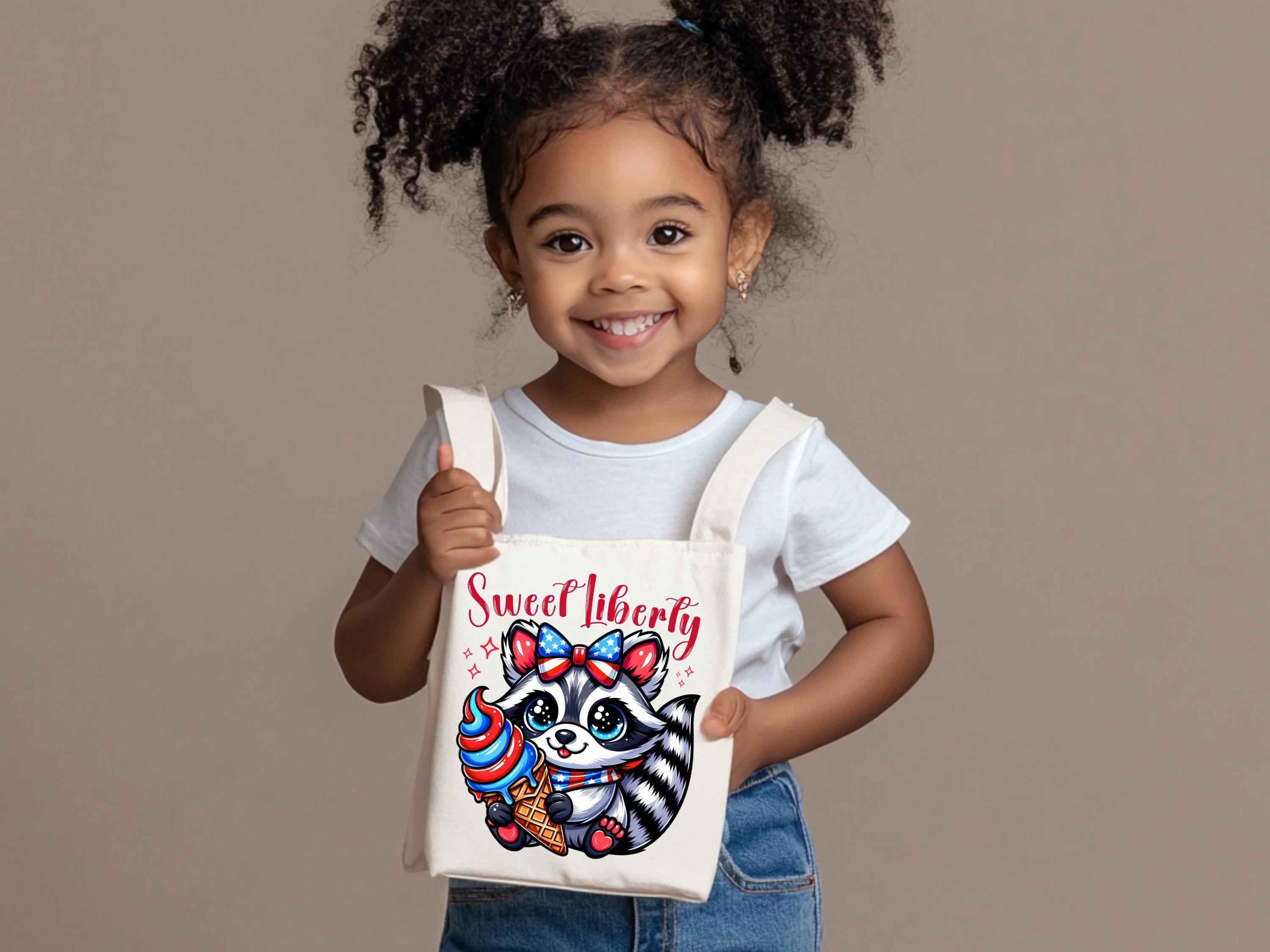 Cute Patriotic Racoon Ice Cream Animal 2 PNG