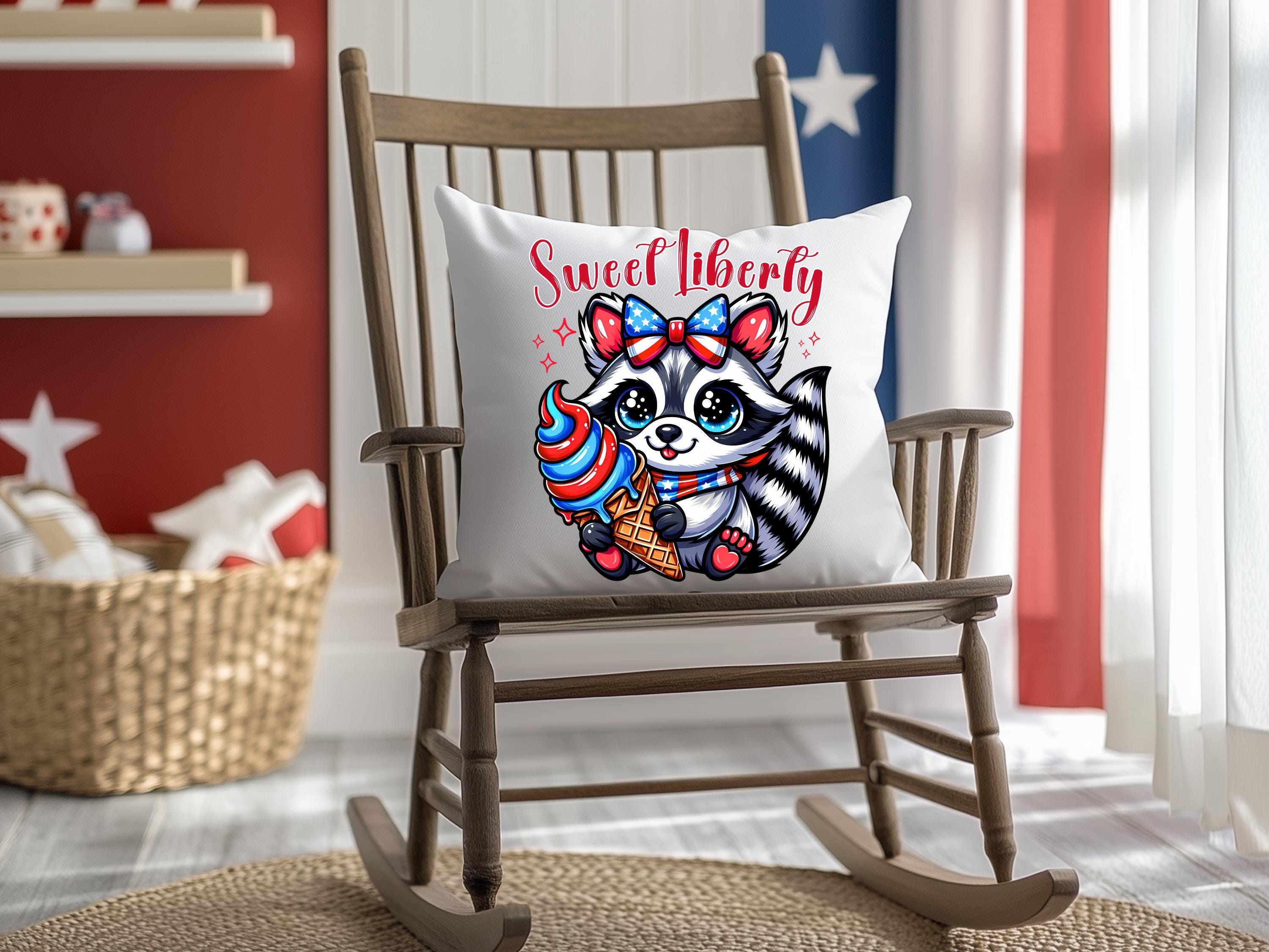 Cute Patriotic Racoon Ice Cream Animal 2 PNG