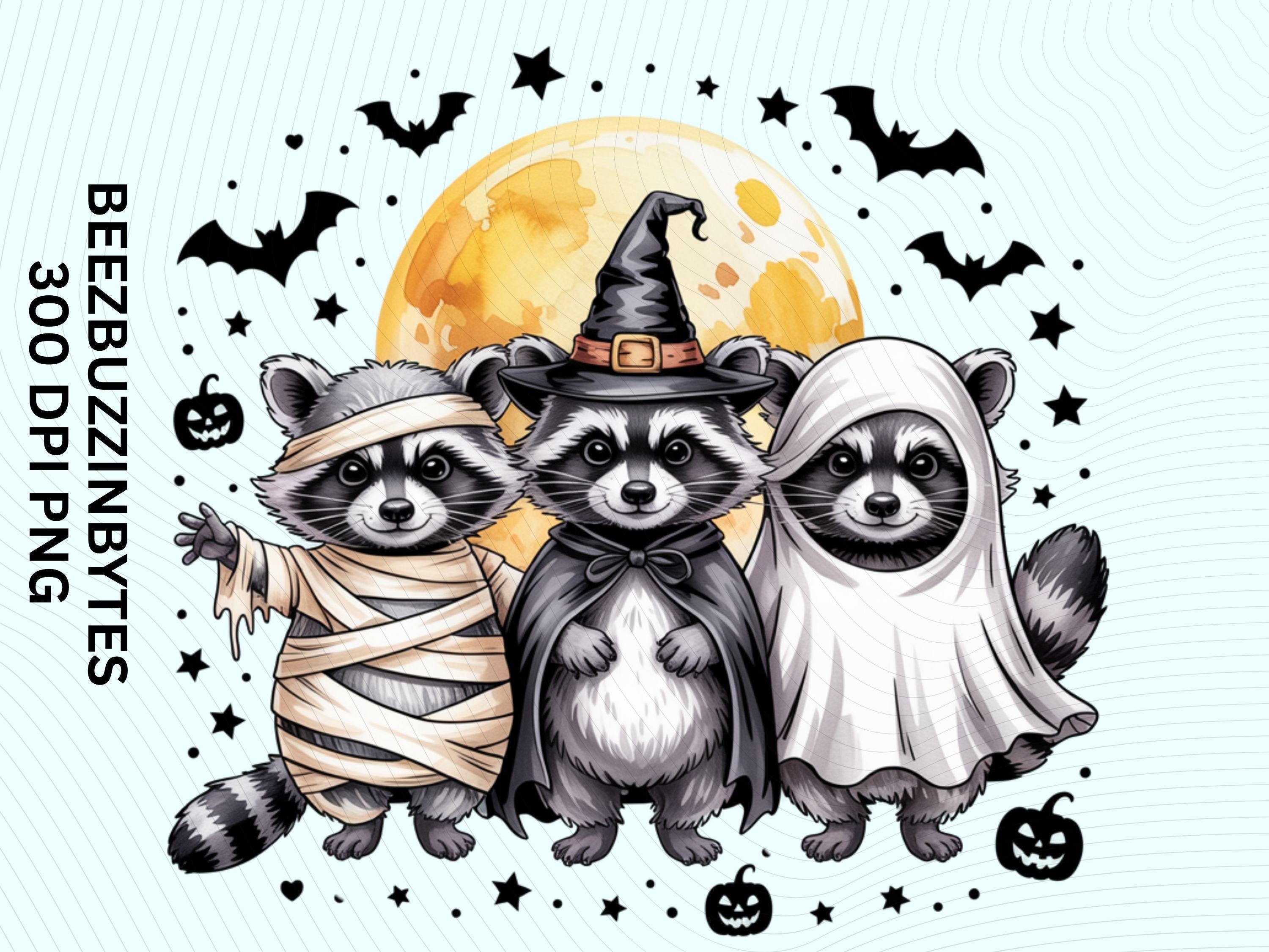 Spooky and Feral Raccoon Halloween PNG