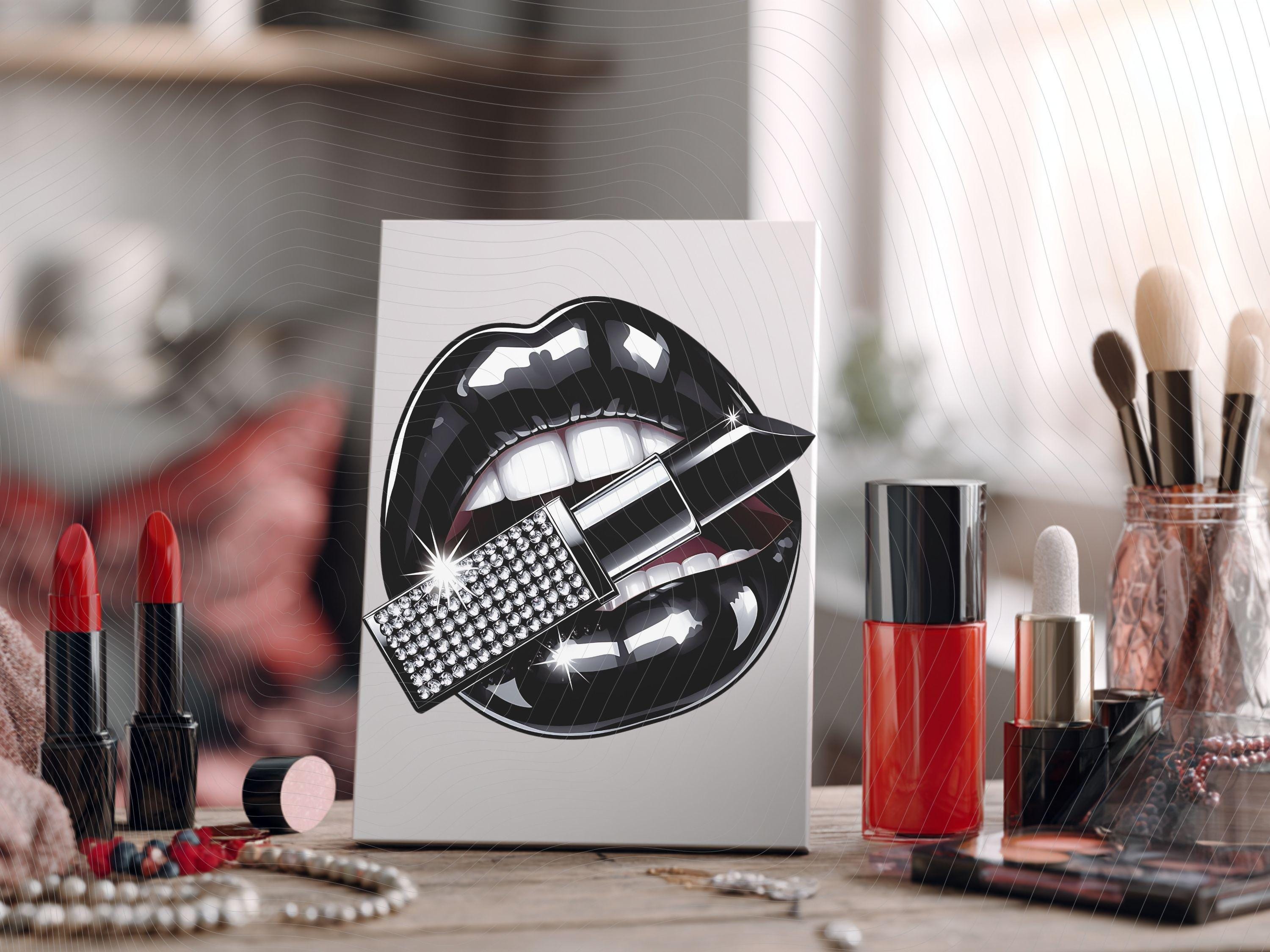 Glam Lips Digital Download Bundle – 3 Lipstick Clipart, Glossy Lips PNG
