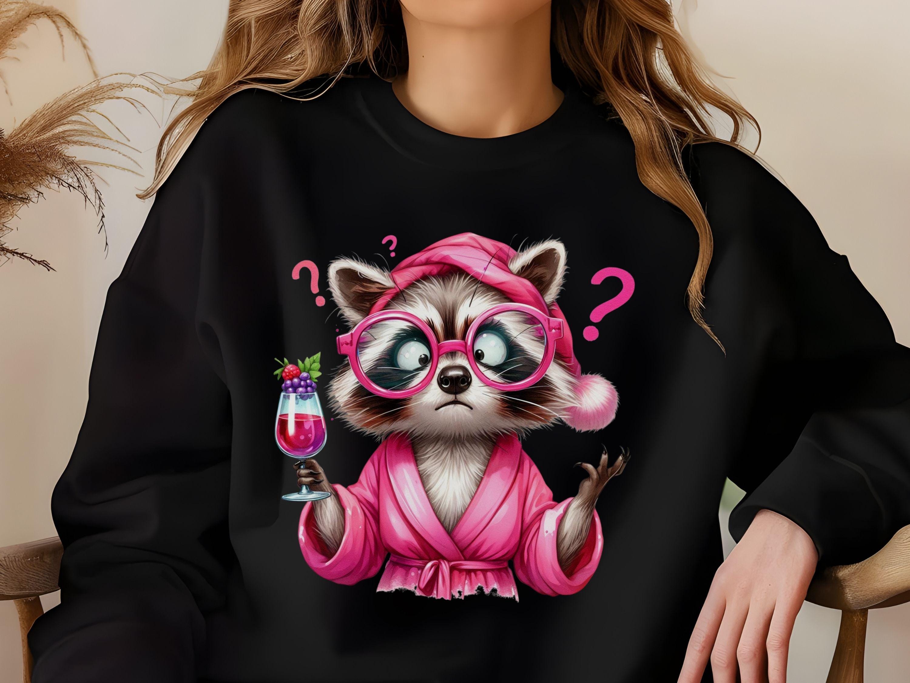 Funny Wacky Raccoon Wine PNG,