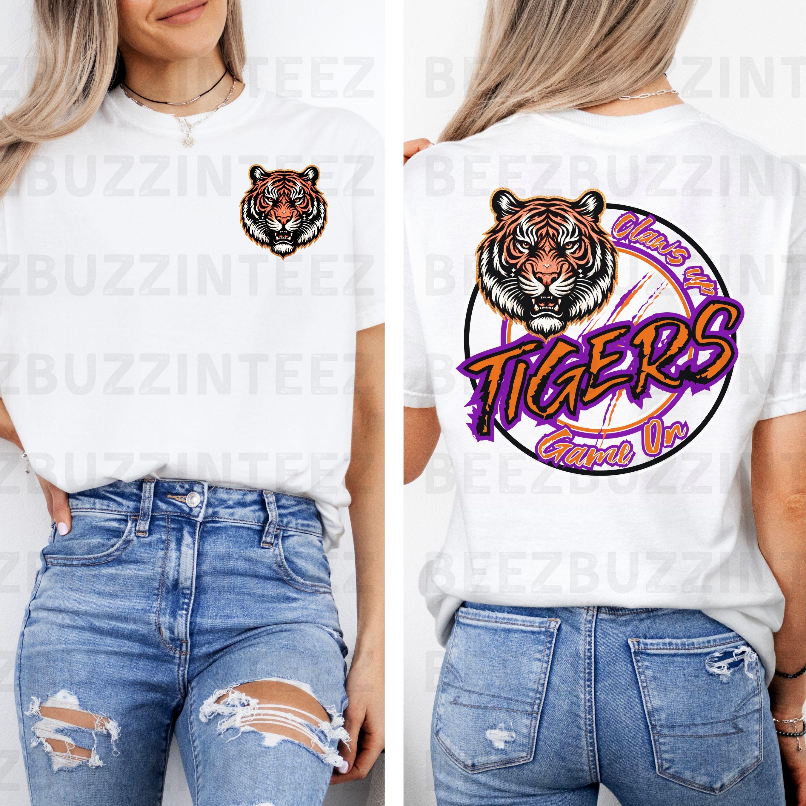 Tigers Claws Up Purple Circle Design PNG