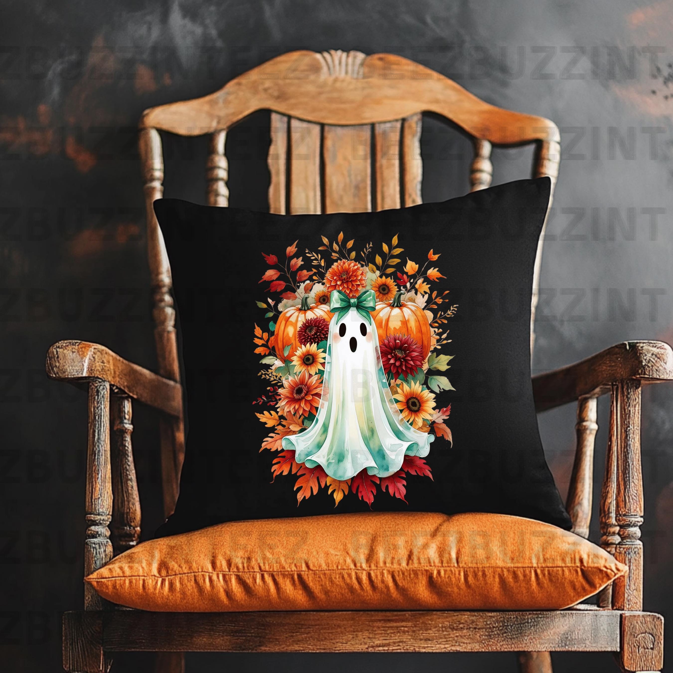 Halloween Pumpkin Coquette Bow Ghost PNG