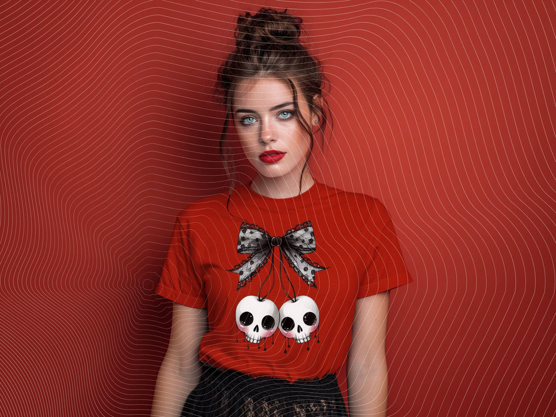 Gothic Skull Cherry Clipart Bow PNG