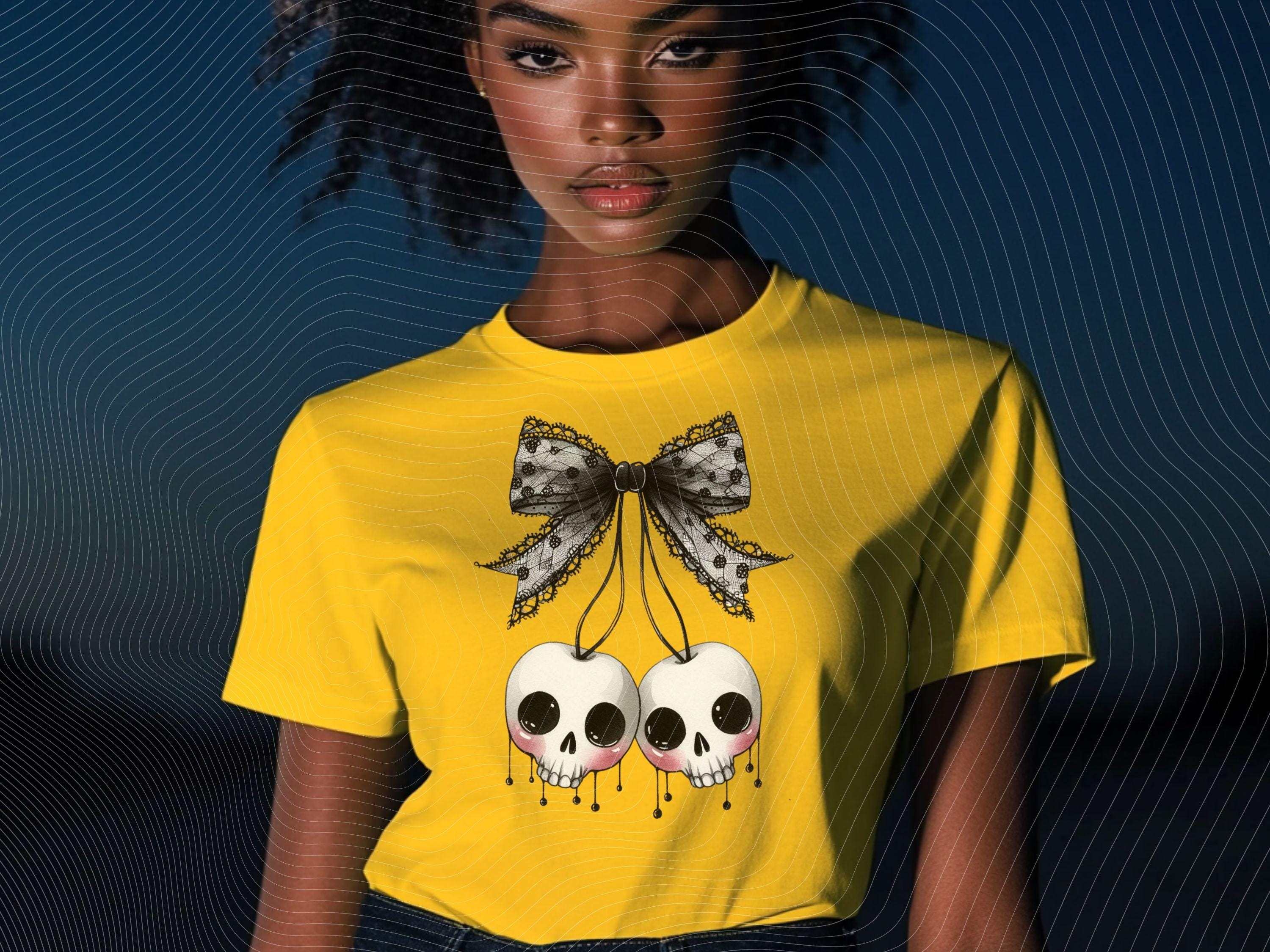 Gothic Skull Cherry Clipart Bow PNG