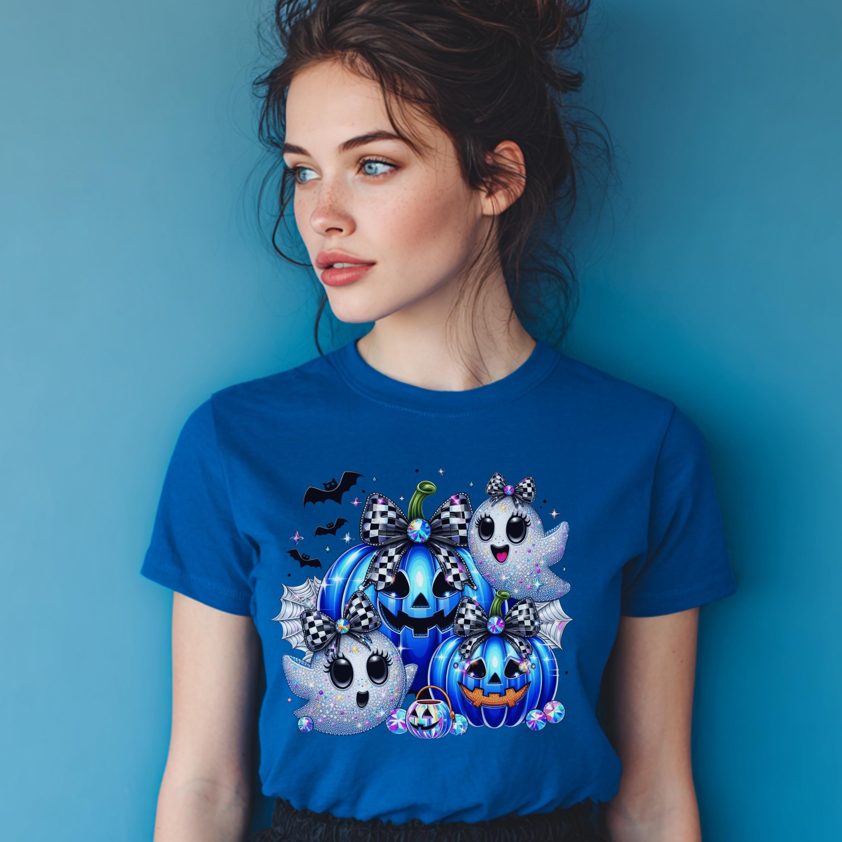 Sparkly Ghosts and Blue Pumpkins Halloween PNG
