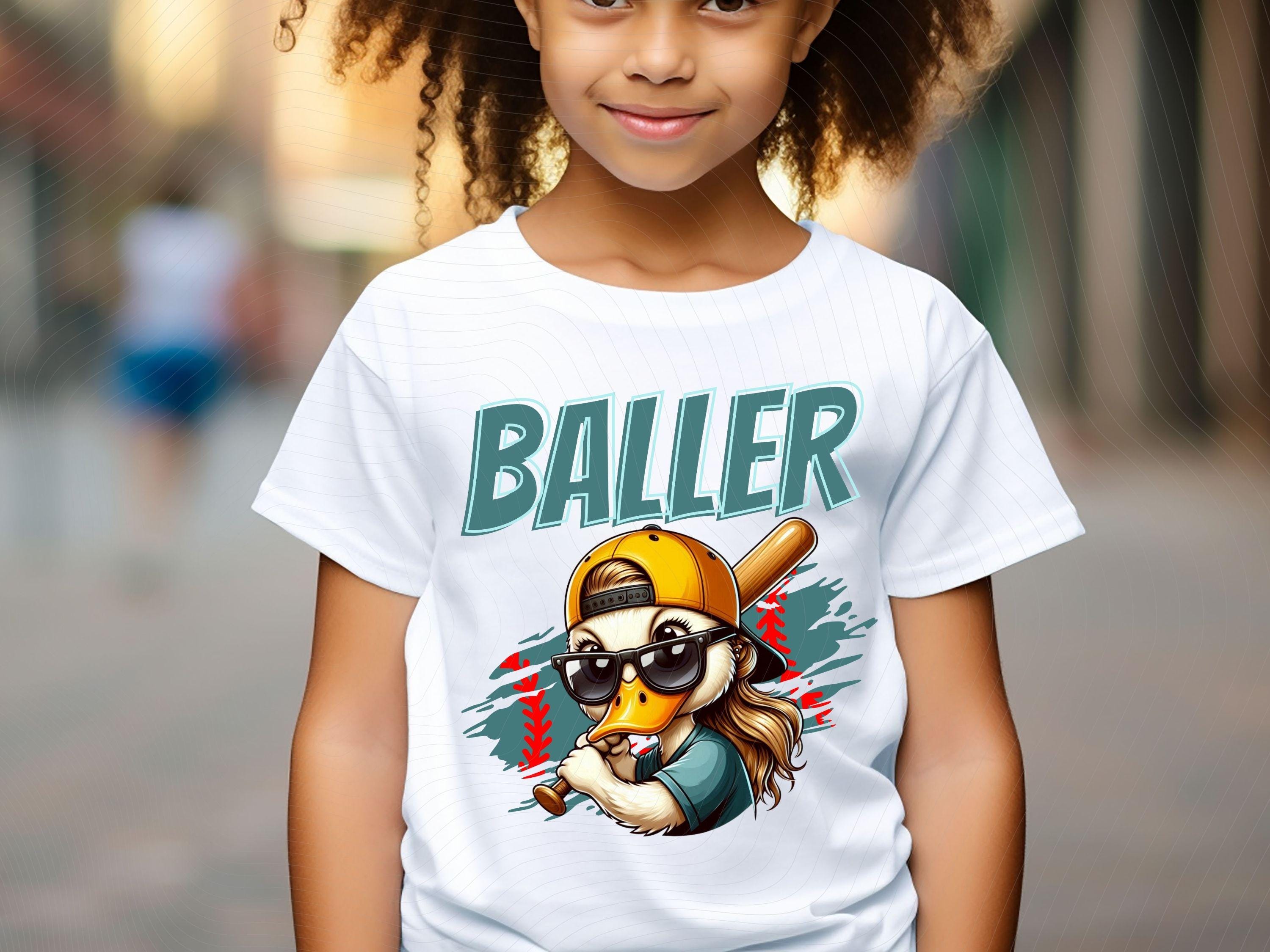 Baller Cool Girl Duck Softball PNG