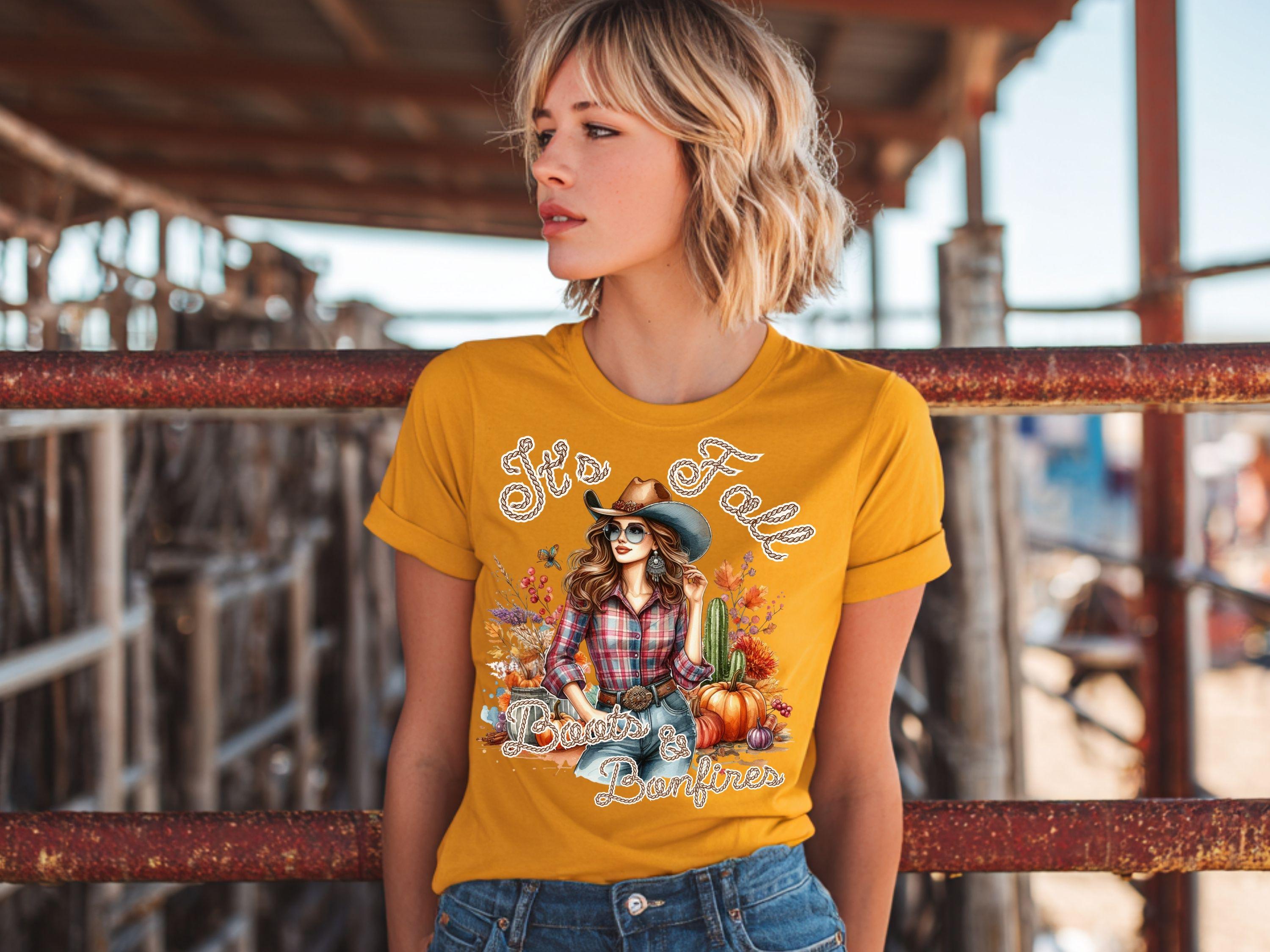 Its Fall Boots & Bonfires Western Girl PNG