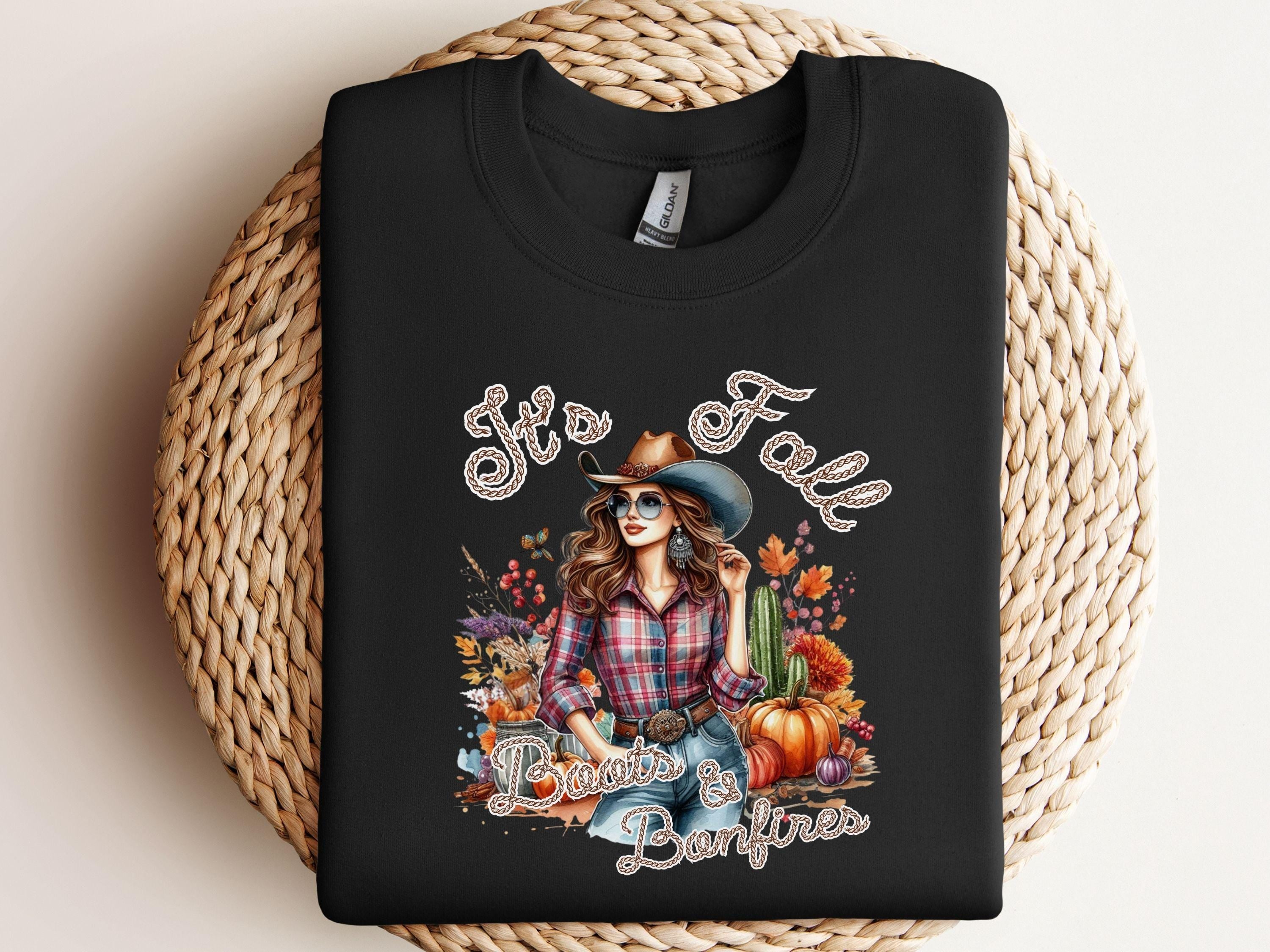 Its Fall Boots & Bonfires Western Girl PNG