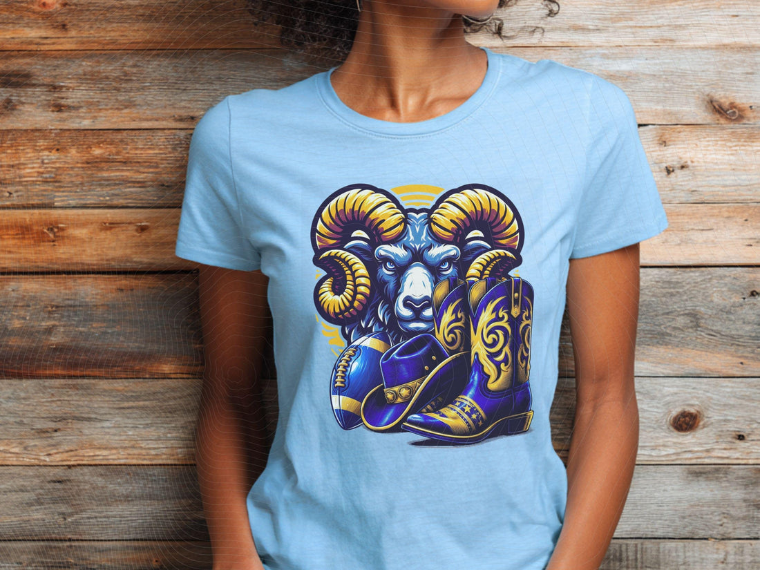 Ram Western Boot, Hat, & Basketball Graphic PNG