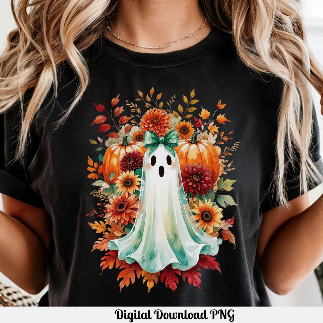 Halloween Pumpkin Coquette Bow Ghost PNG