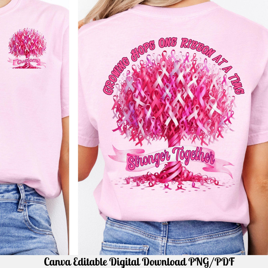 Custom Breast Cancer Awareness Tree Ribbon Canva Editable PDF Link