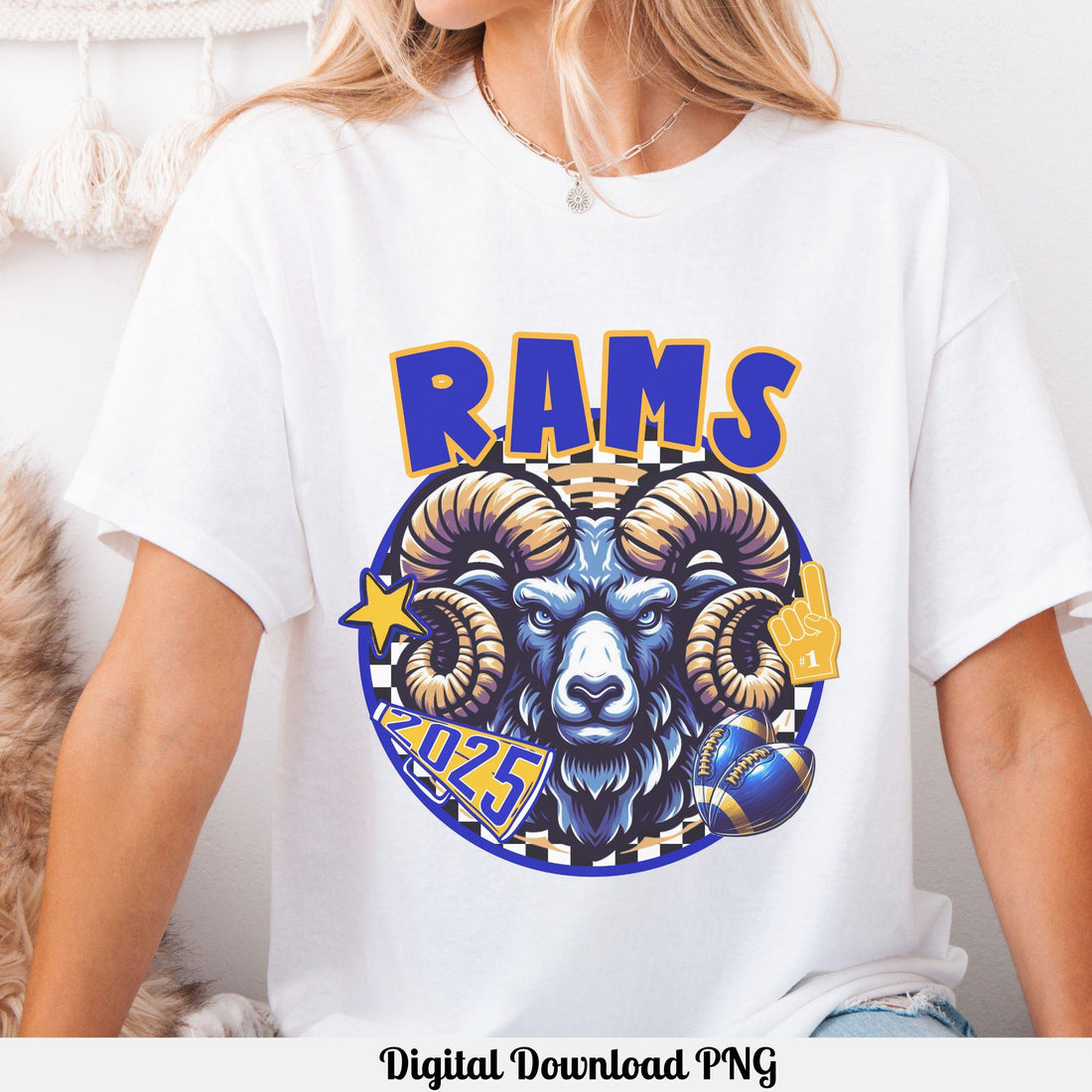 Rams Spirit Circle Check Design PNG