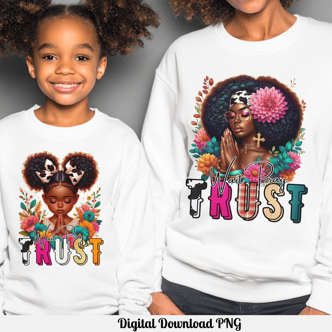 Trust Pray Melanin Christian Inspirational PNG,