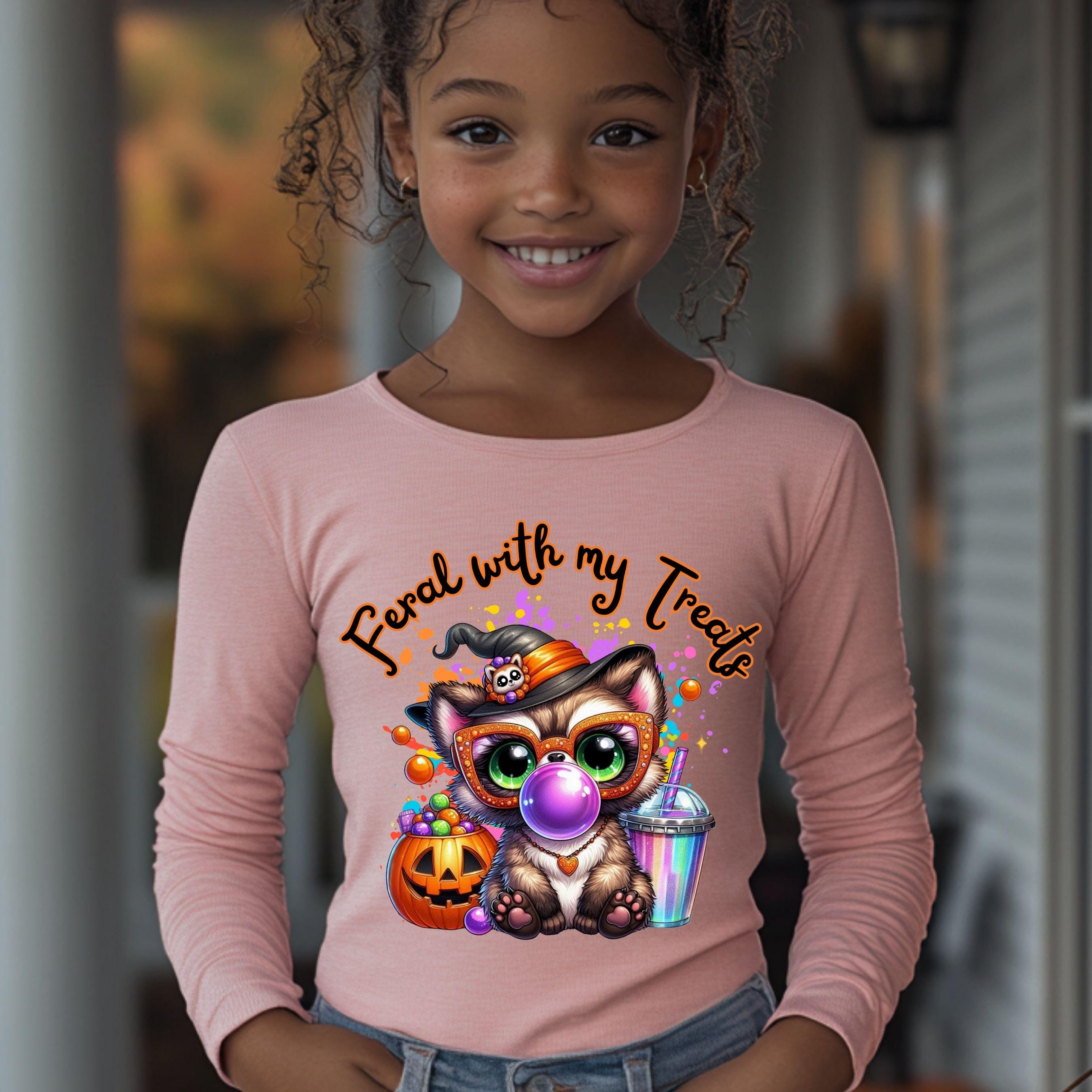 Feral With My Treats, Cute Halloween Raccoon PNG