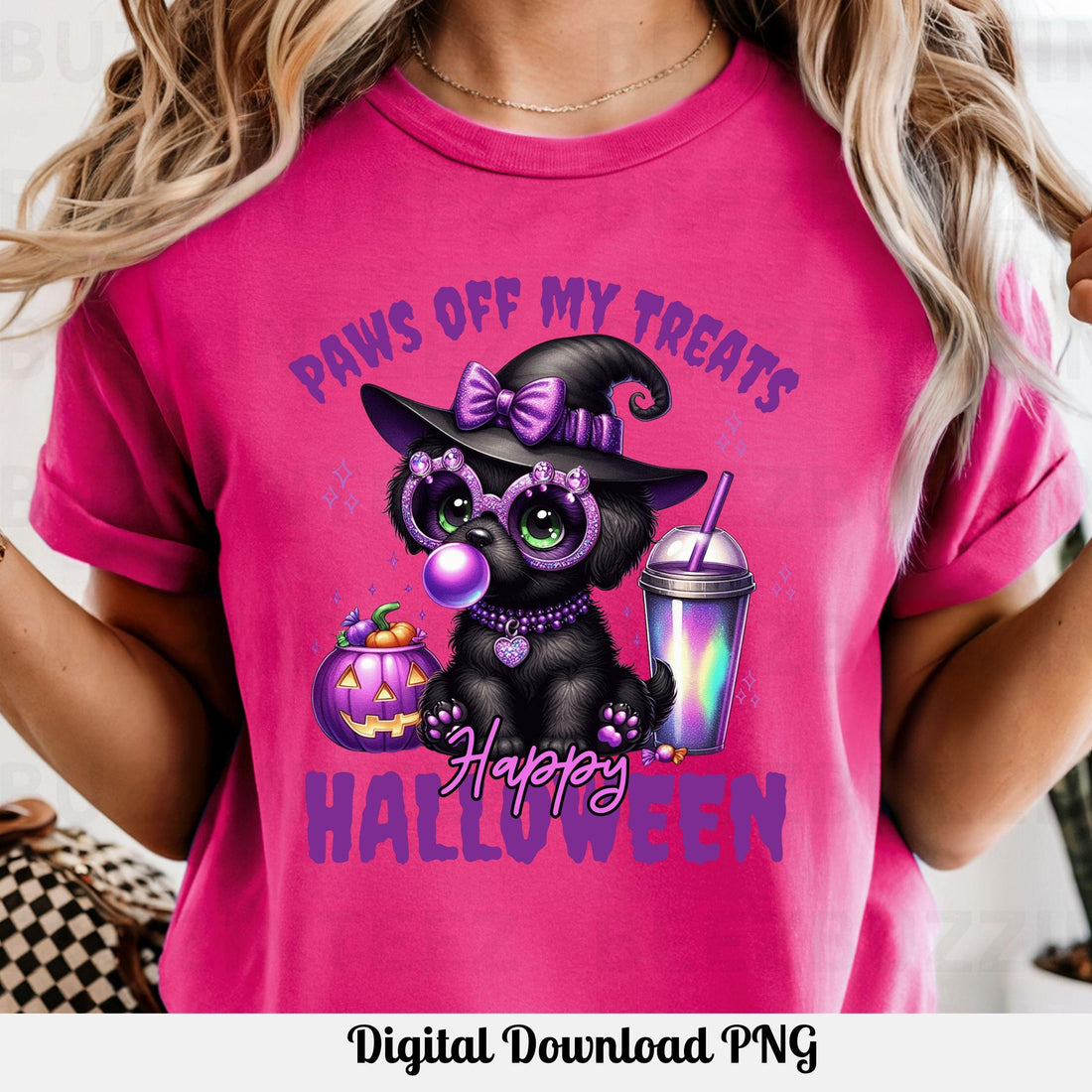 Paws Off My Treats Halloween Cat PNG