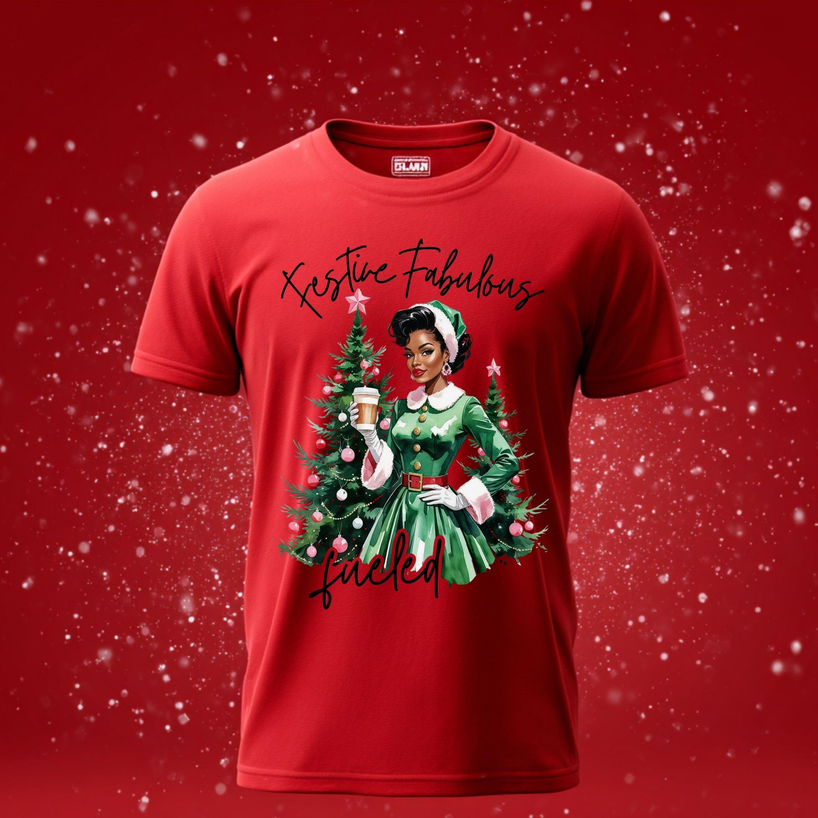 Festive Fabulous Fueled Melanin Coffee Lover PNG,
