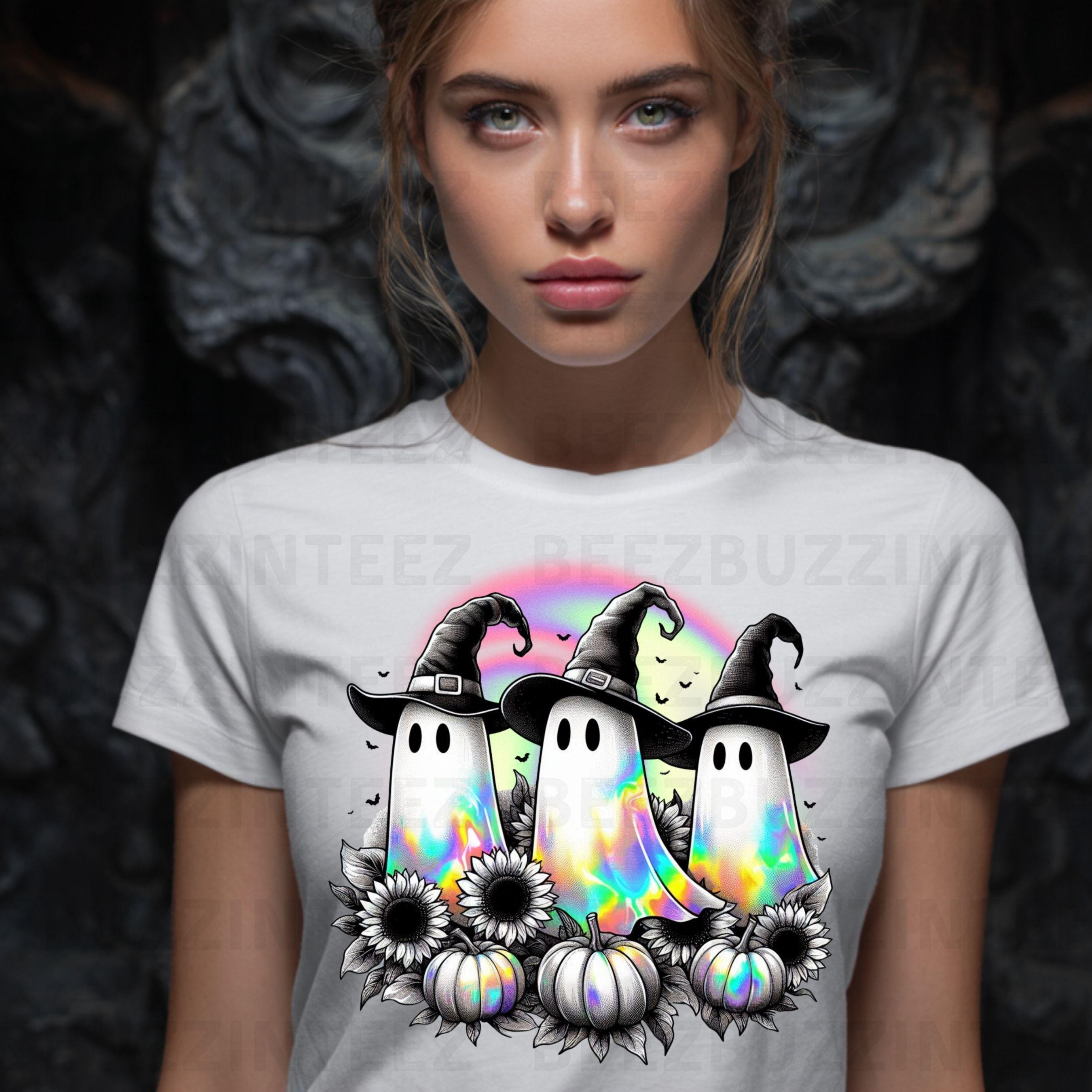 Holographic 3 Halloween Ghost PNG