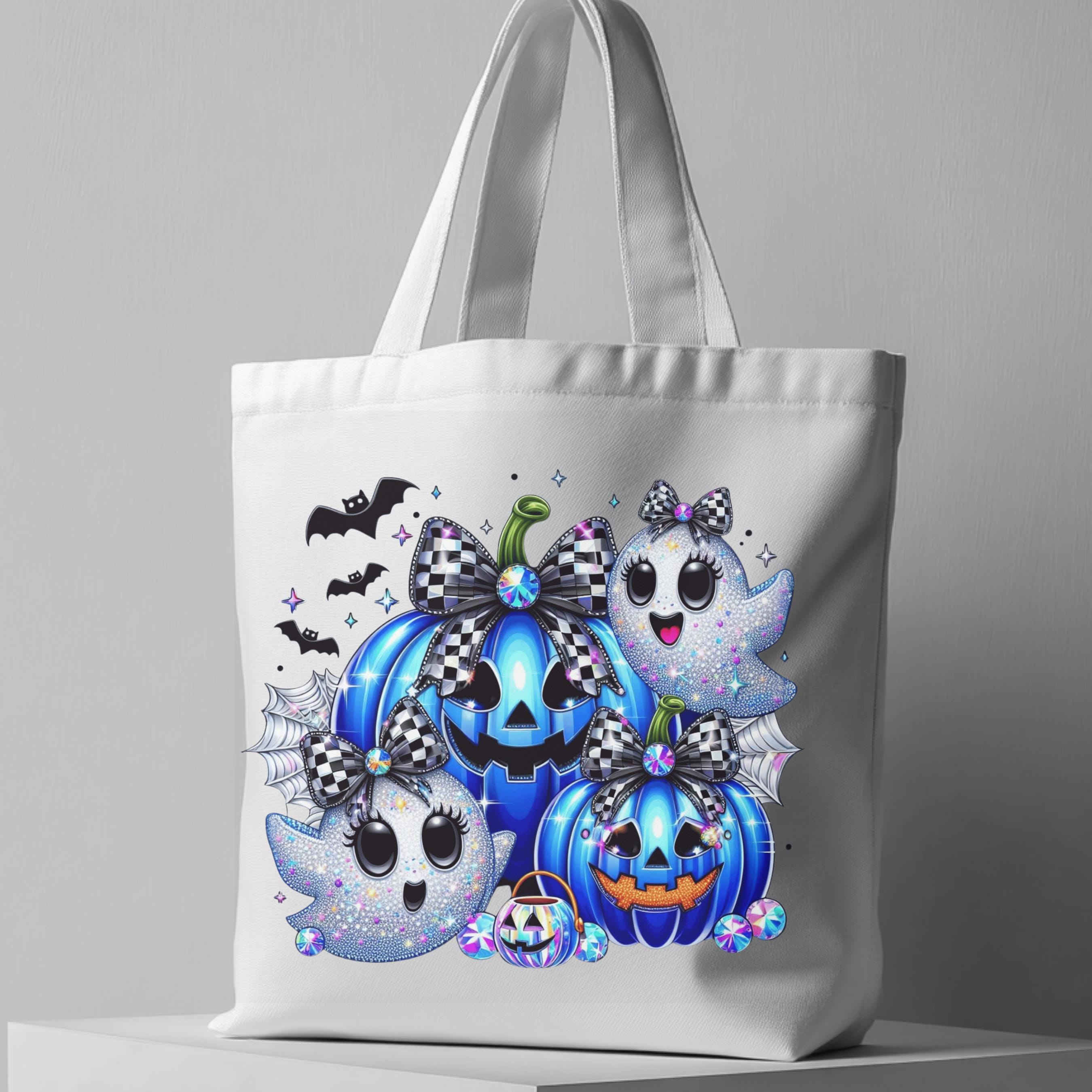 Sparkly Ghosts and Blue Pumpkins Halloween PNG