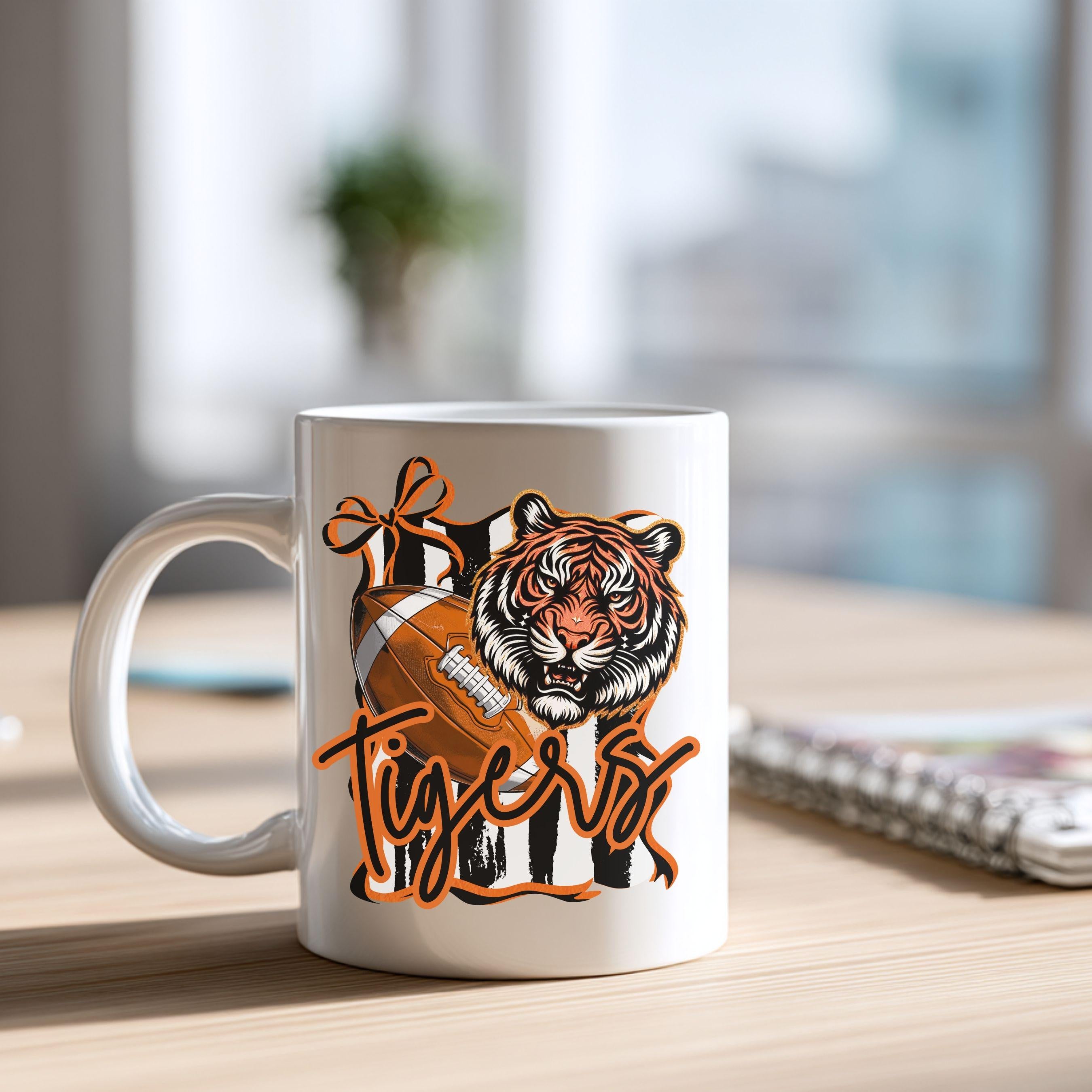 Tigers Coquette Stripe Design Football PNG