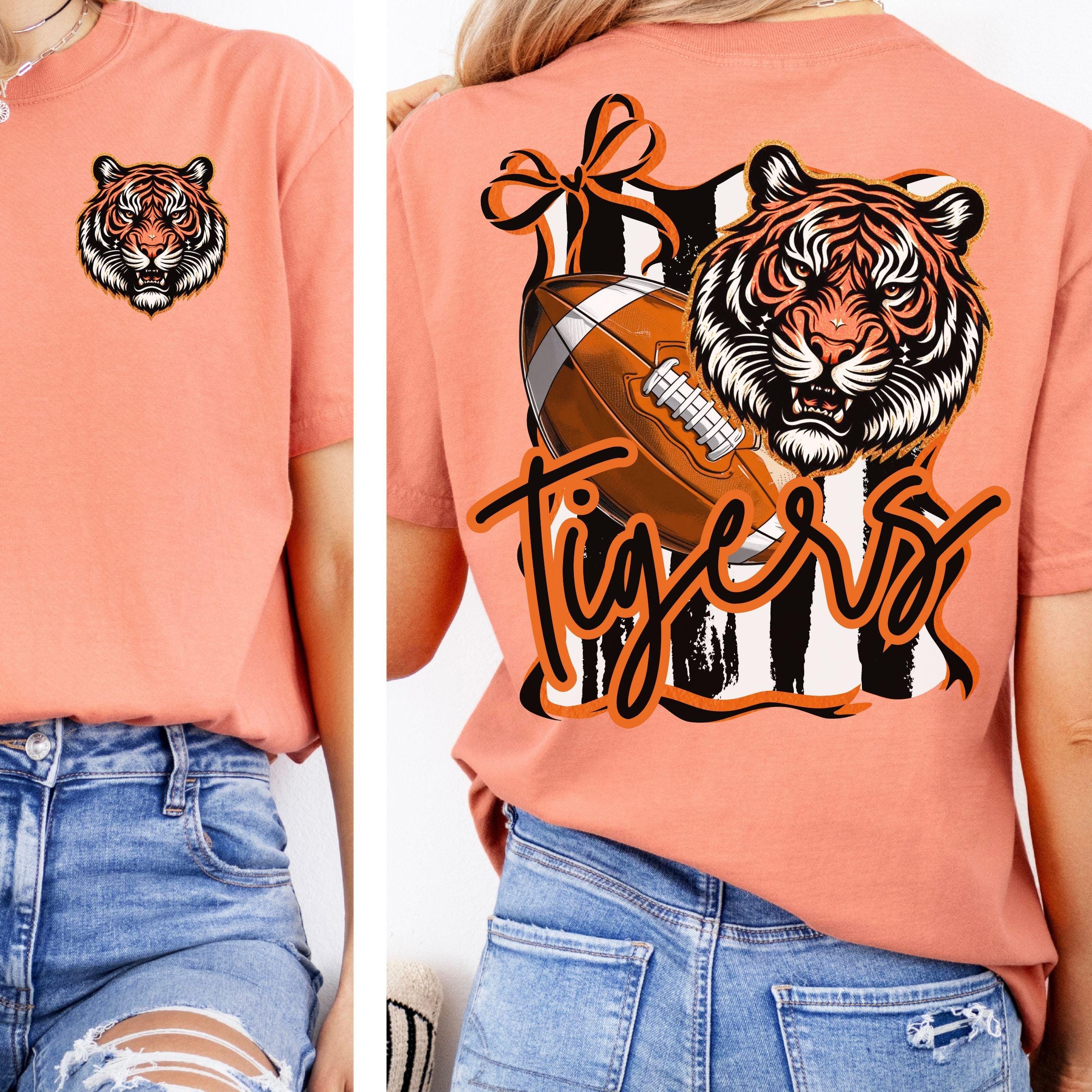 Tigers Coquette Stripe Design Football PNG