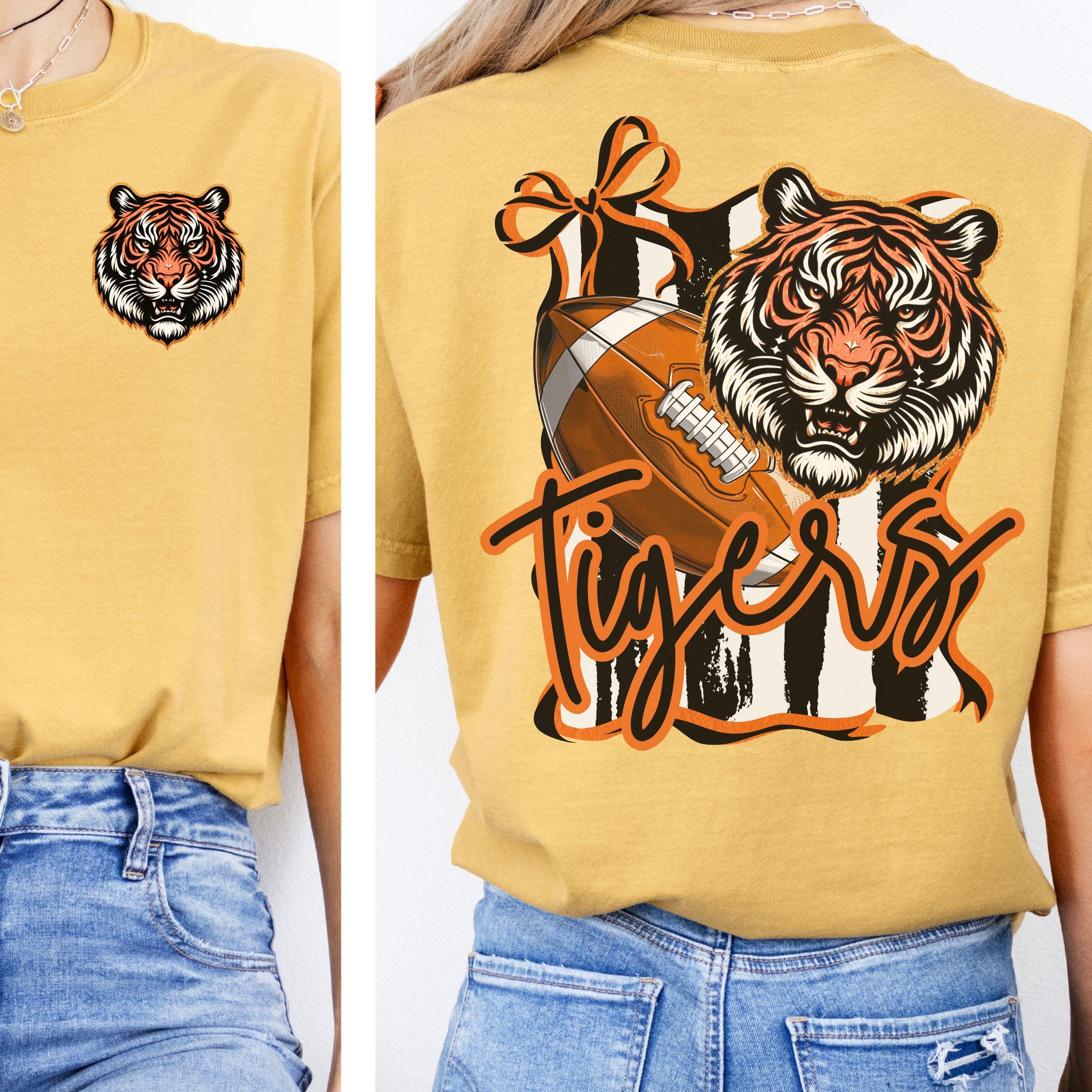 Tigers Coquette Stripe Design Football PNG