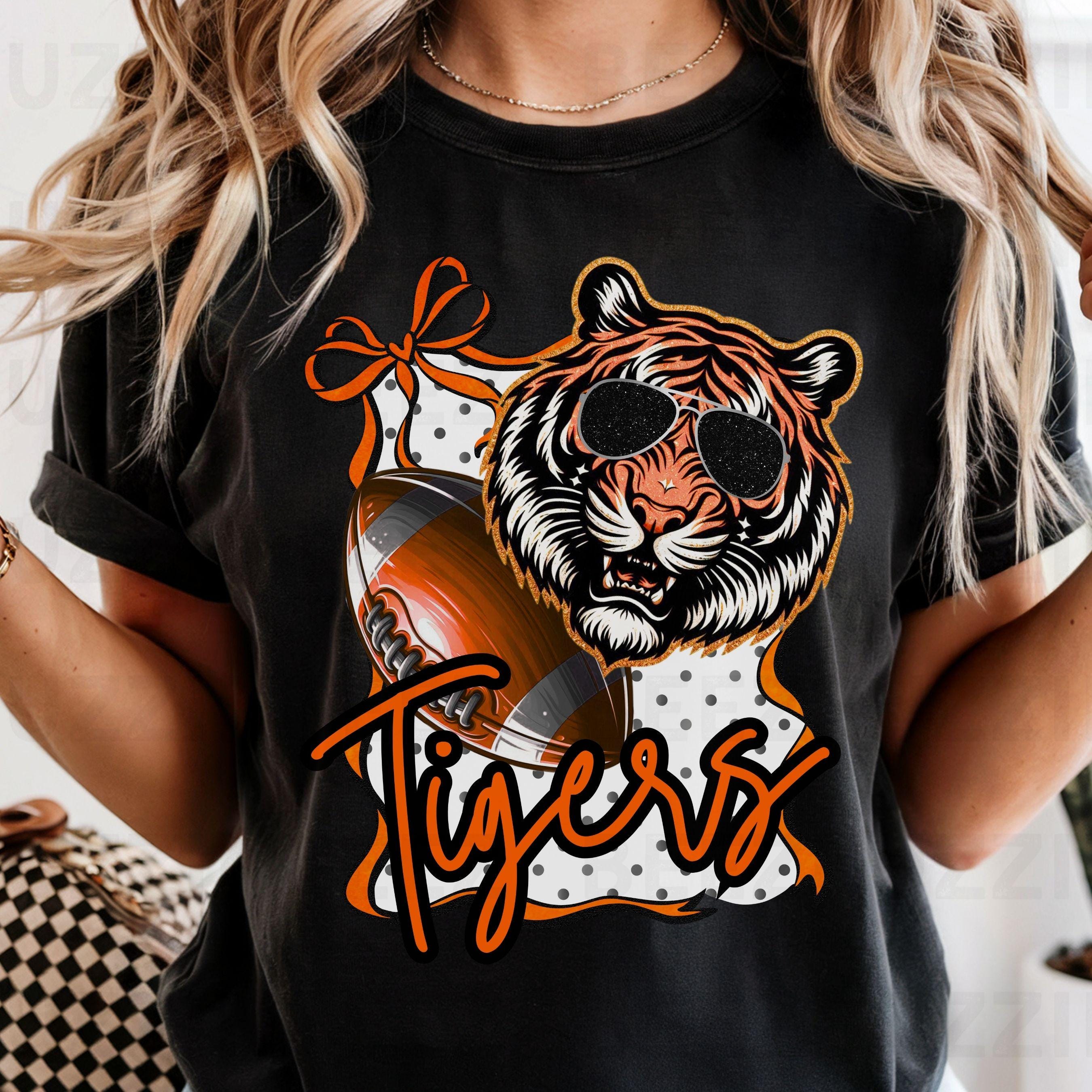 Tigers Cool Coquette Bow Sunglass PNG Black Orange