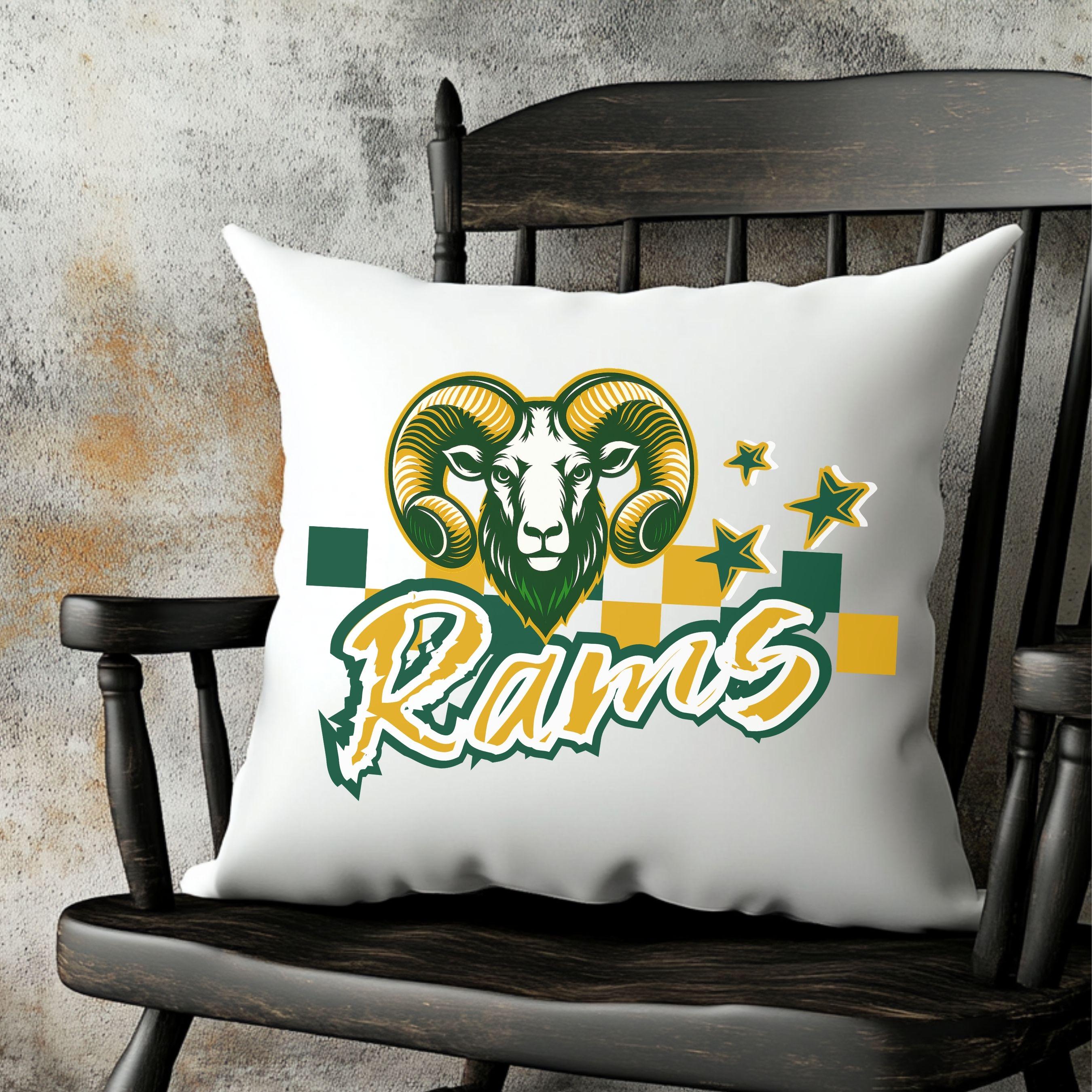 Rams Trendy Checker Design With Star Elements PNG Green Gold