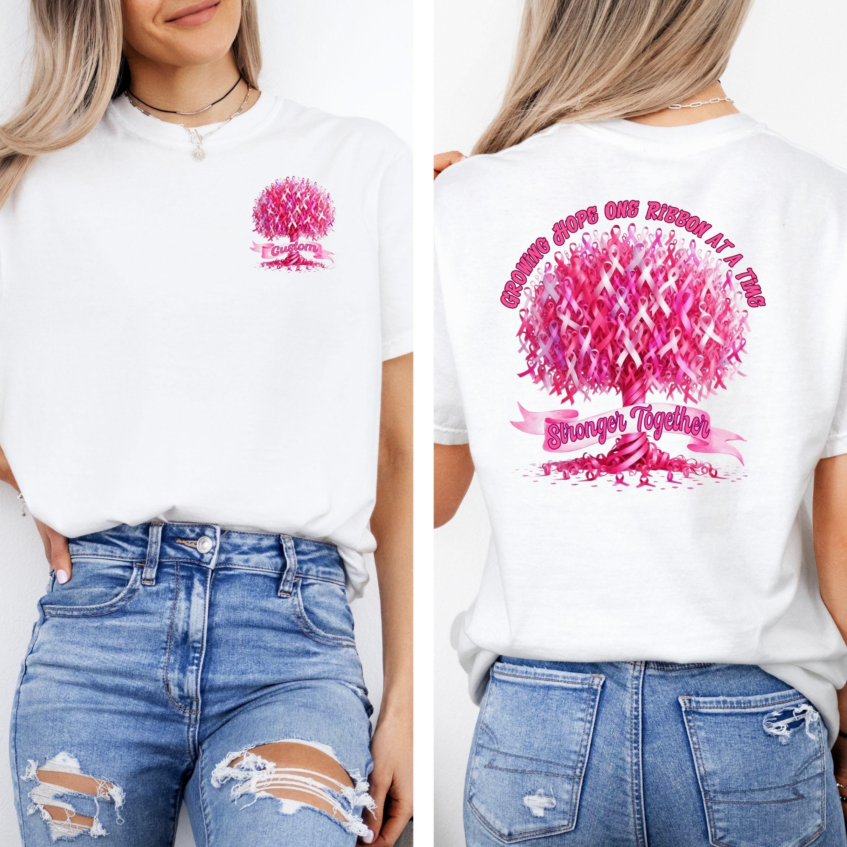 Custom Breast Cancer Awareness Tree Ribbon Canva Editable PDF Link