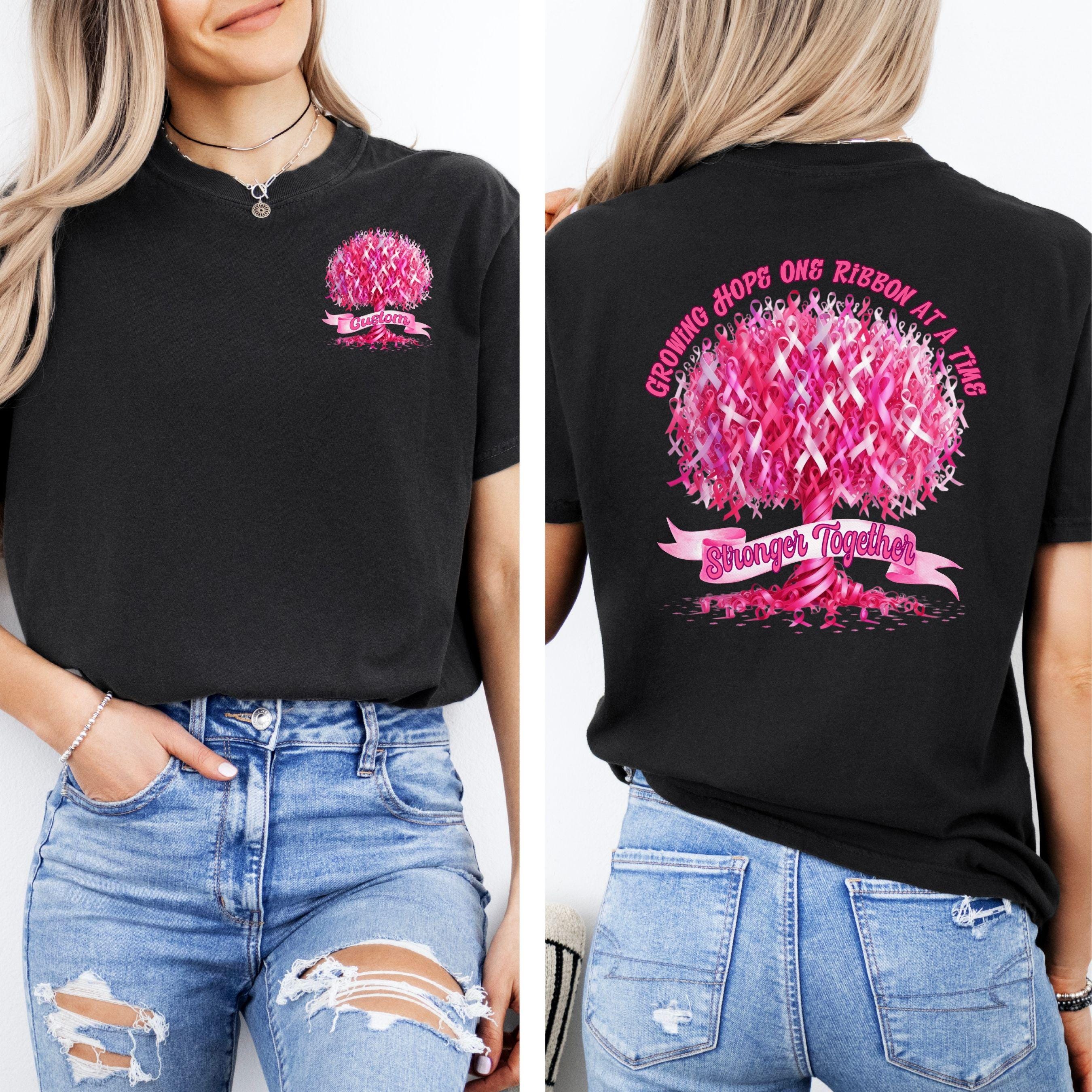 Custom Breast Cancer Awareness Tree Ribbon Canva Editable PDF Link