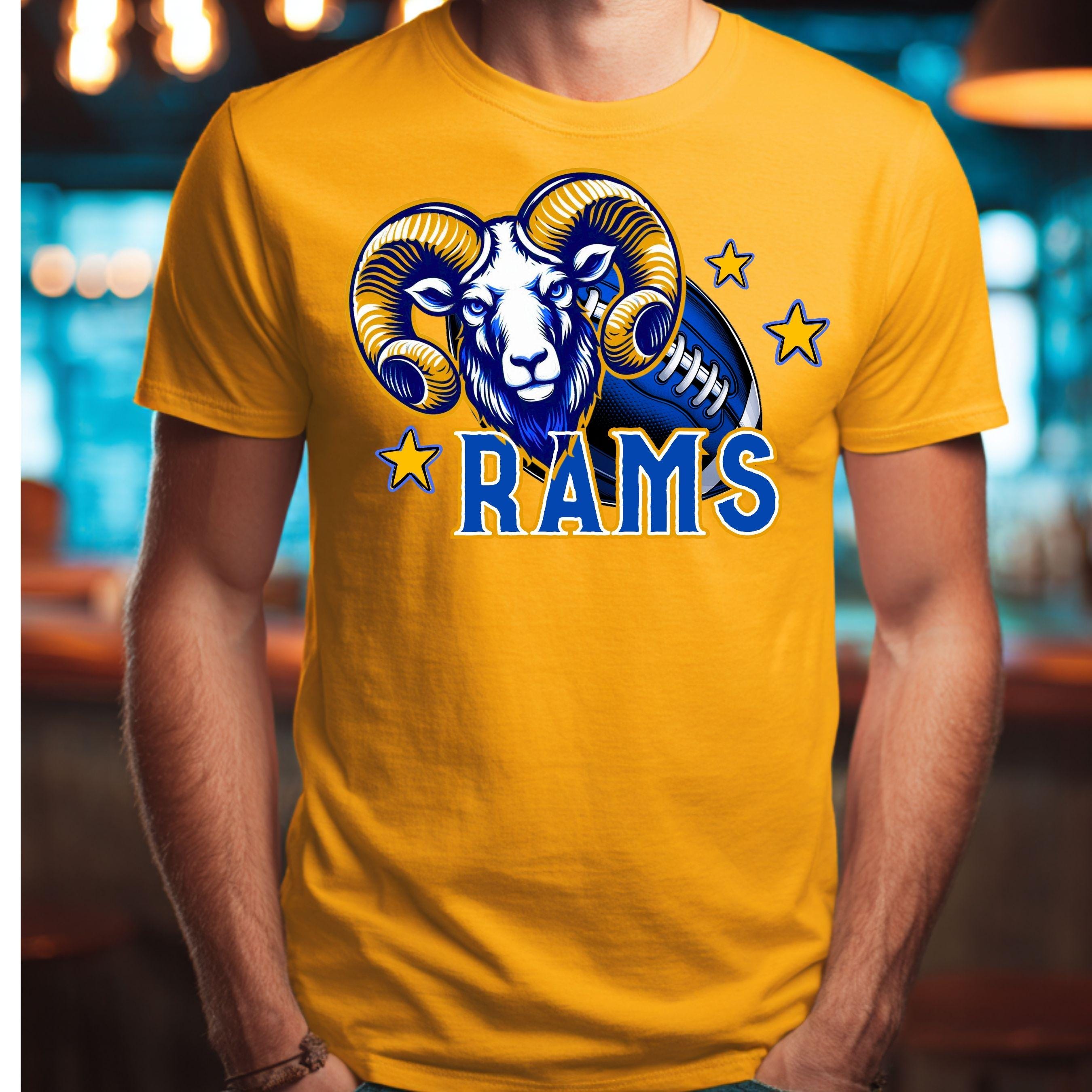 Rams Trendy Stamp Coquette Bow Football PNG Blue Gold