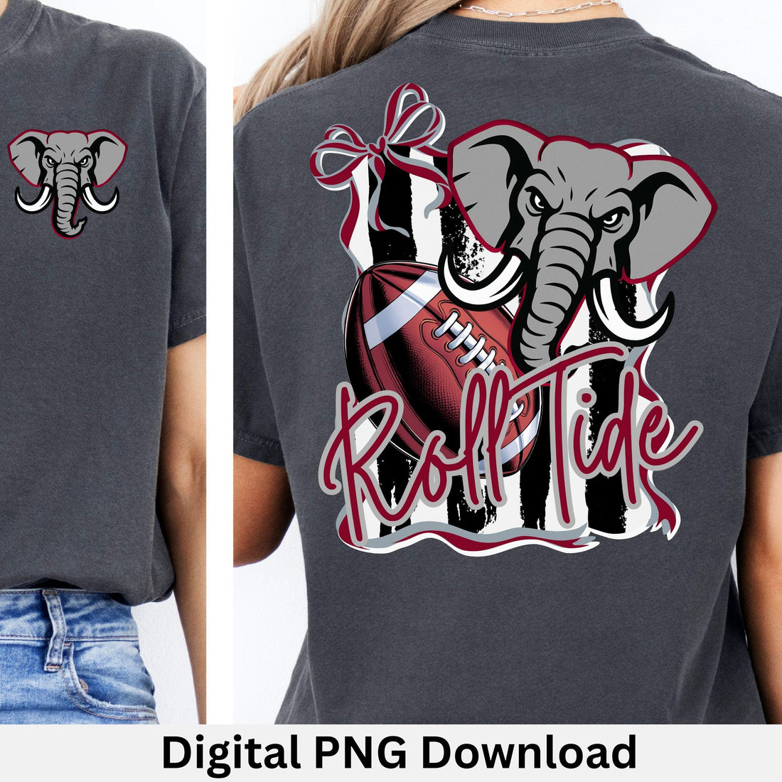 Roll Tide Coquette Bow Stripe DesignFootball PNG