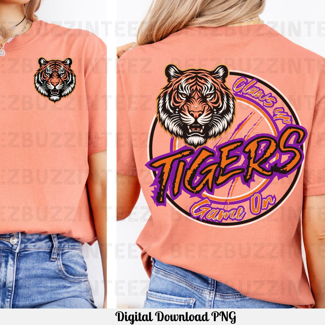 Tigers Claws Up Purple Circle Design PNG