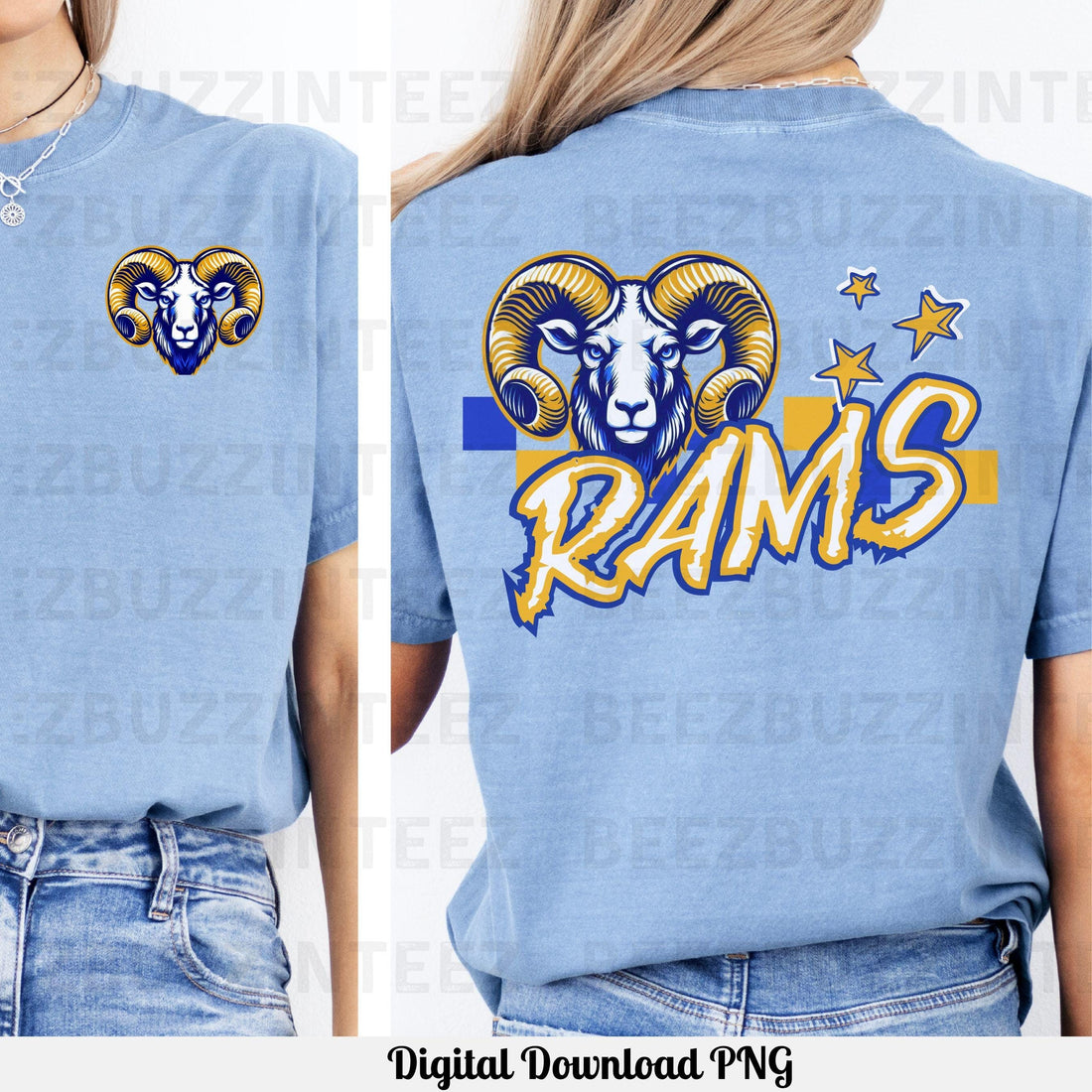 Rams Trendy Checker Design With Star Elements PNG
