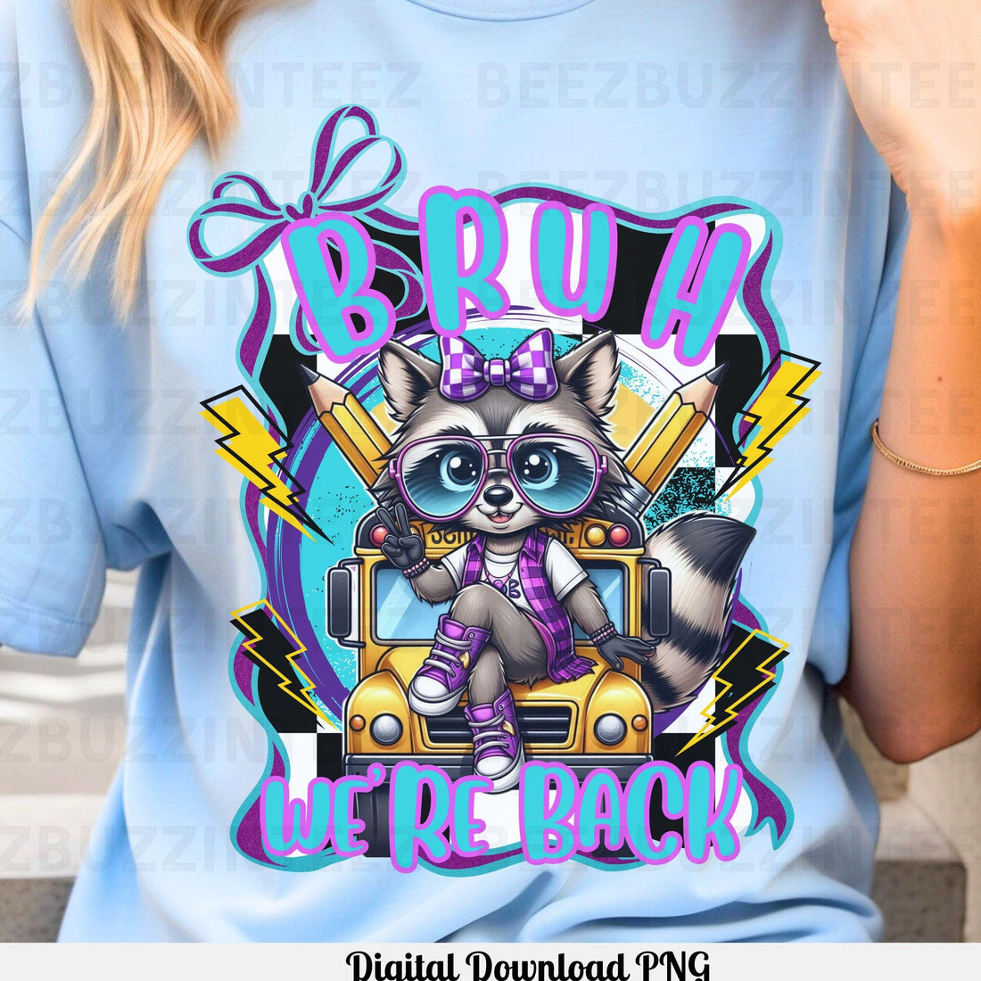 Bruh We’re Back! Back to School Raccoon PNG