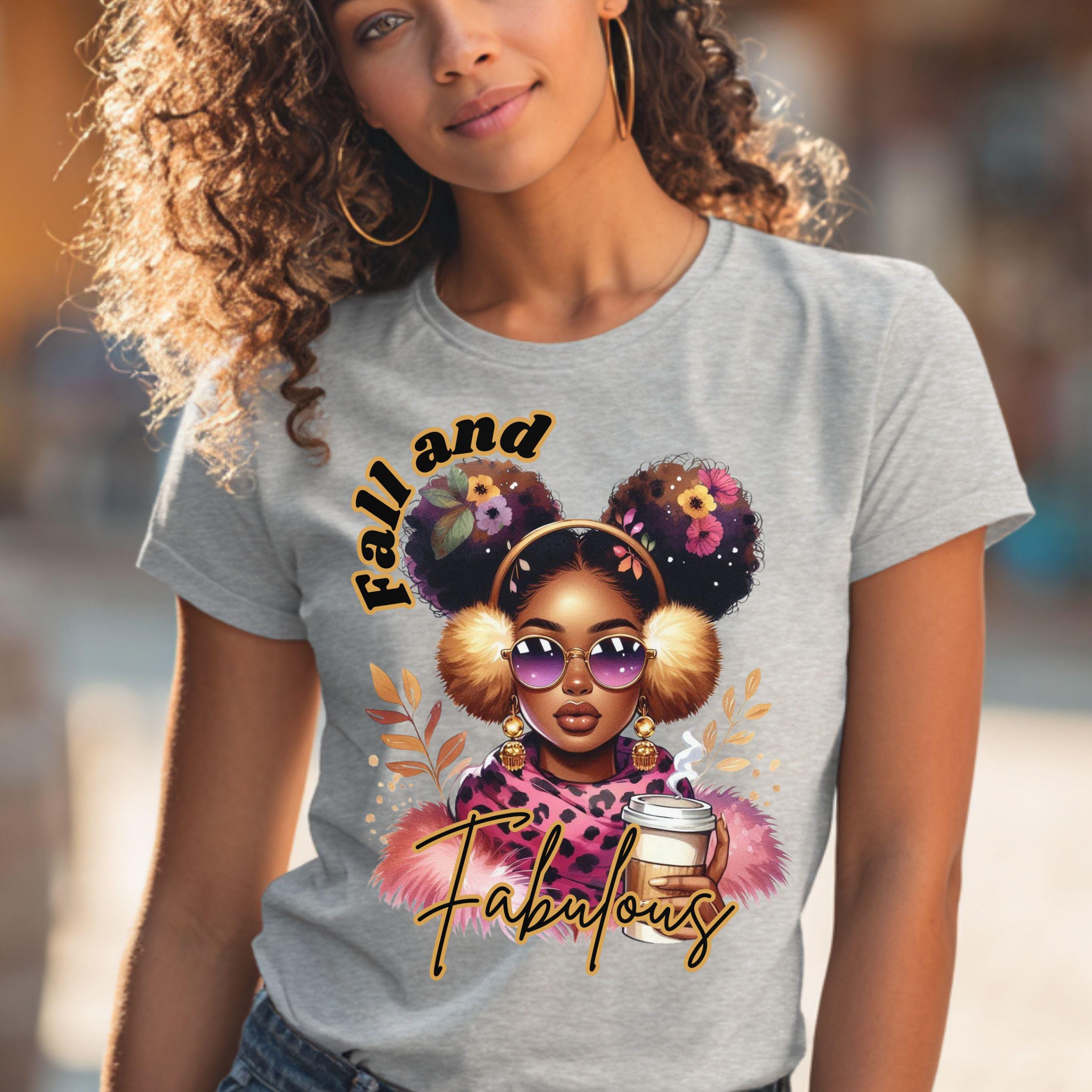 Fall and Fabulous Melanin Coffee Girl PNG
