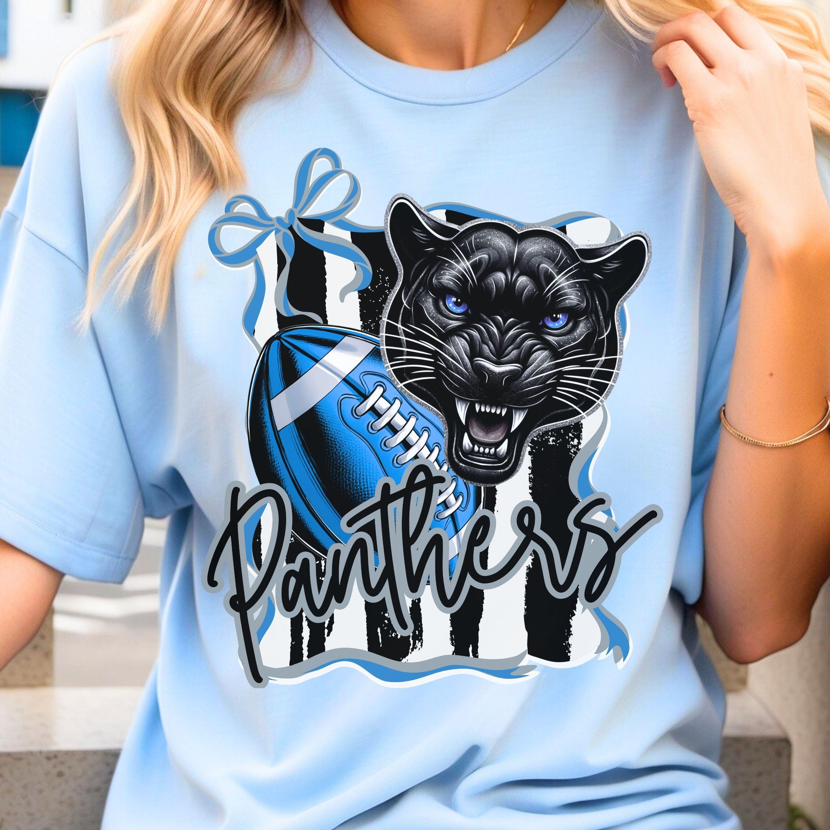 Panthers Coquette Stripe Design Football PNG