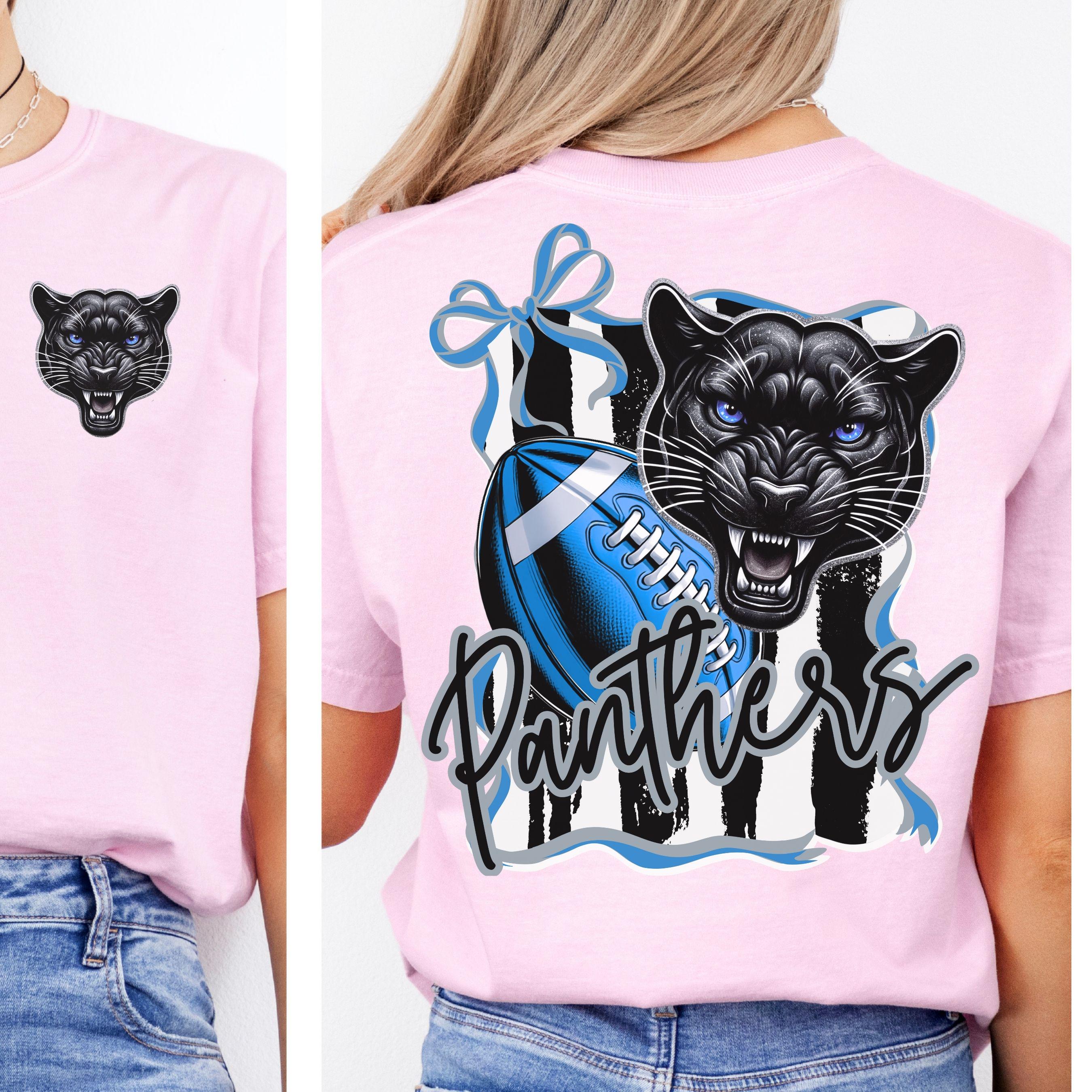 Panthers Coquette Stripe Design Football PNG