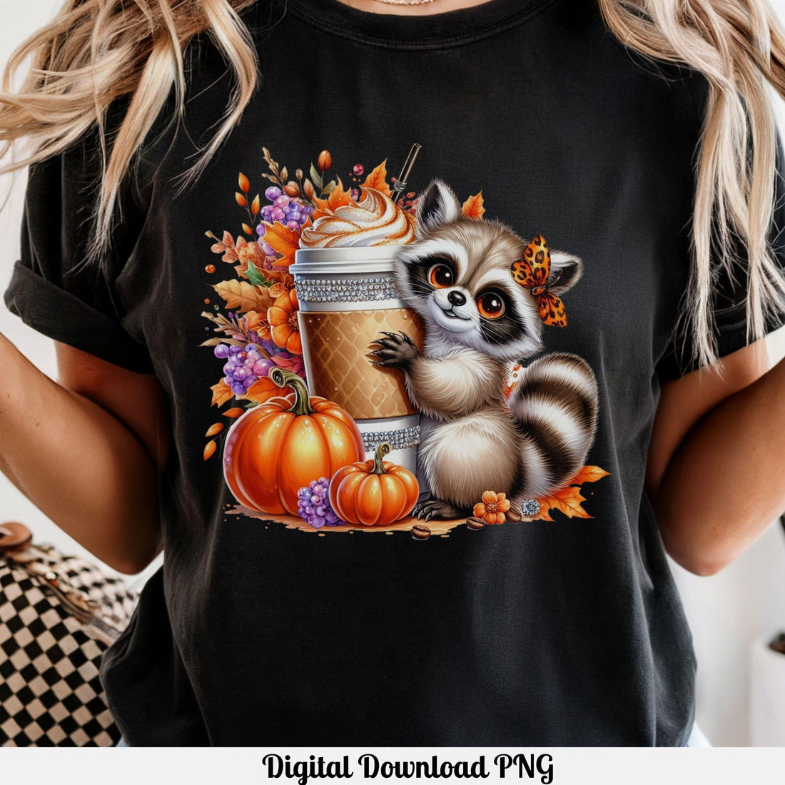 Cute Raccoon Holding A Latte Coffee PNG