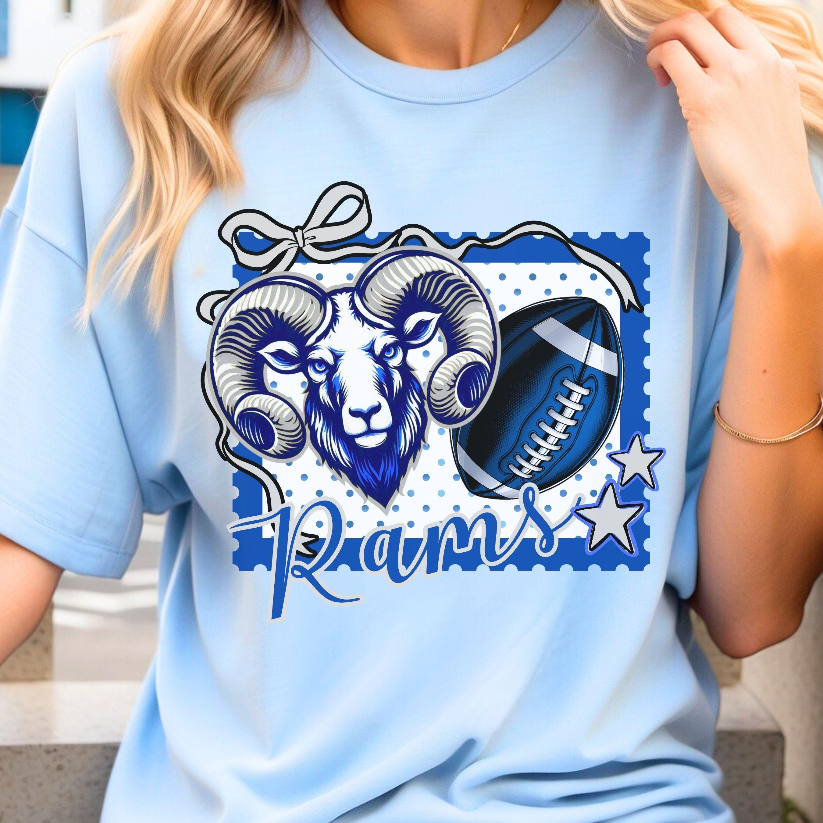 Rams Coquette Stamp Matching Design PNG Blue Gray