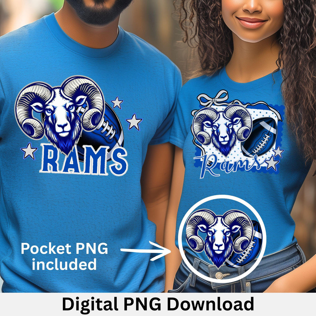 Rams Coquette Stamp Matching Design PNG Blue Gray