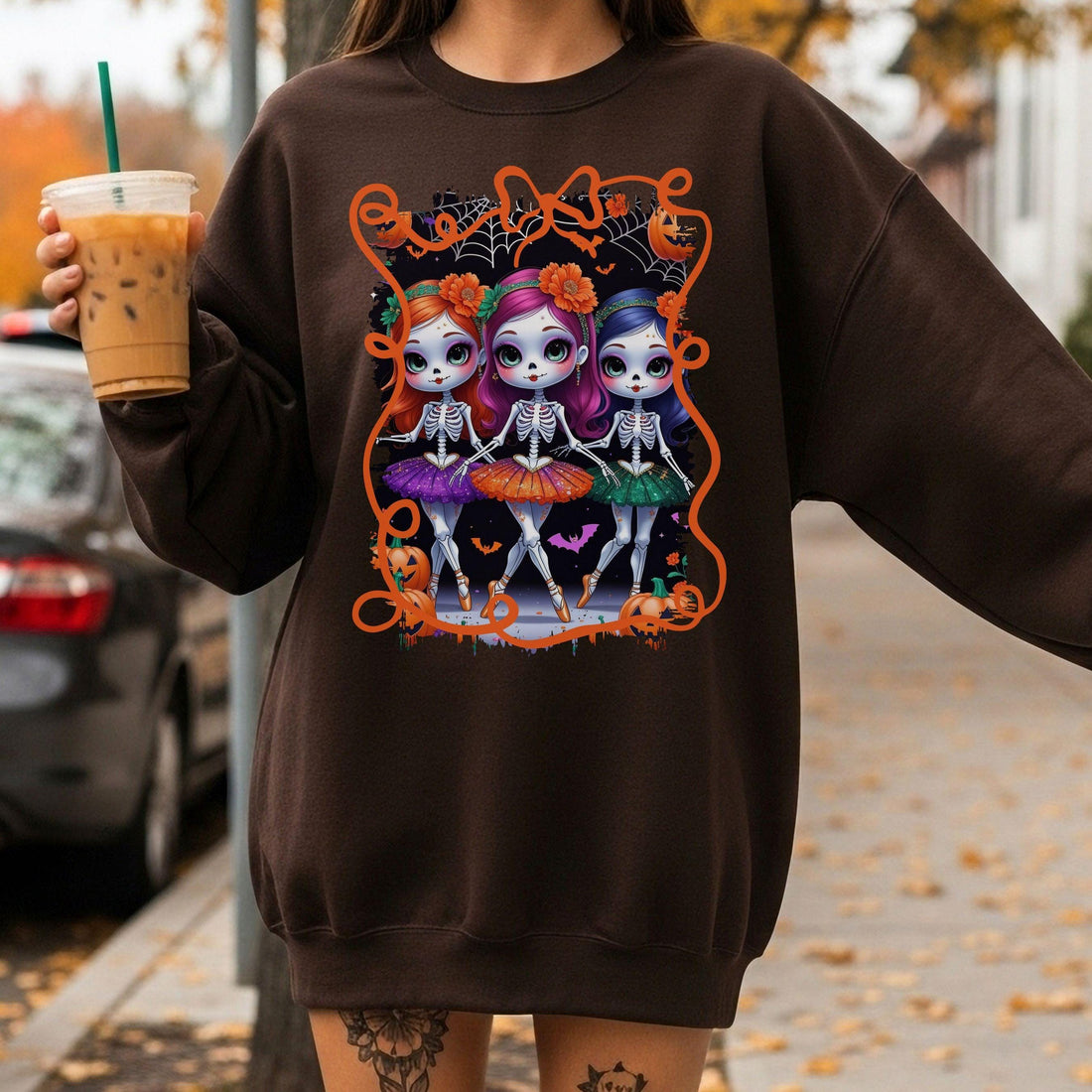 Skeleton Ballerina Tutu Dancers Halloween PNG