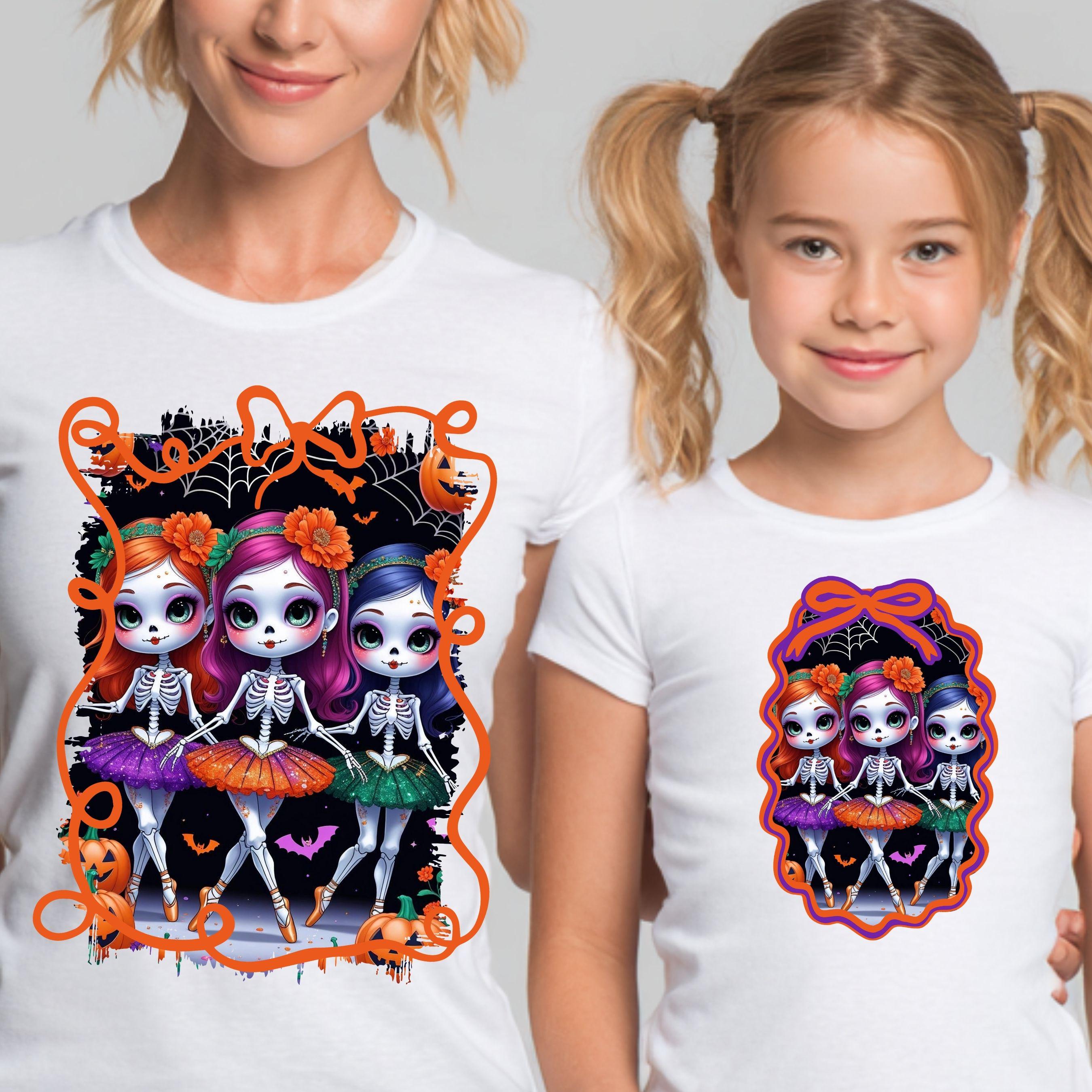 Skeleton Ballerina Tutu Dancers Halloween PNG