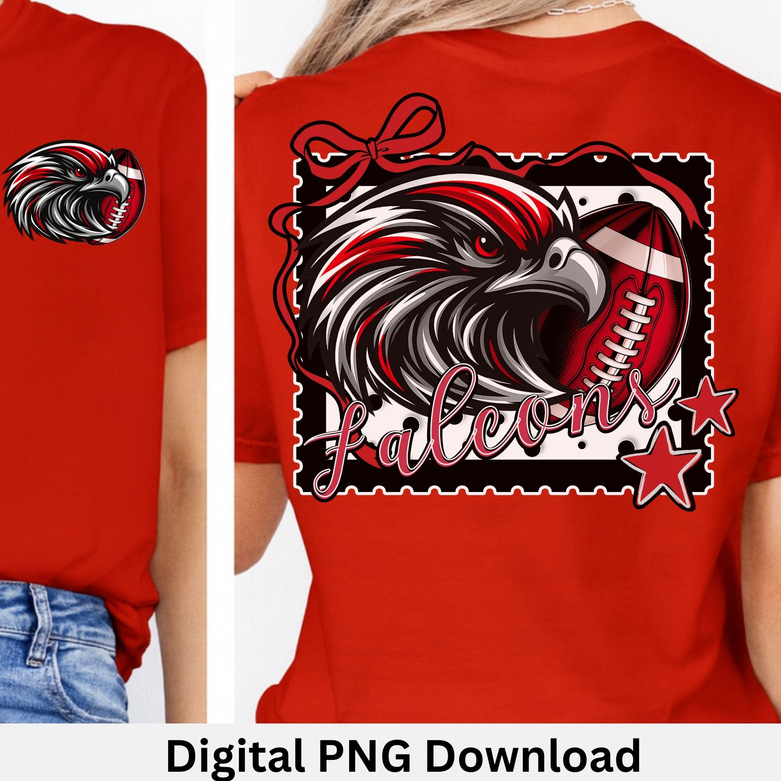 Falcons Trendy Stamp Coquette Bow Football PNG Red Black Matching Set