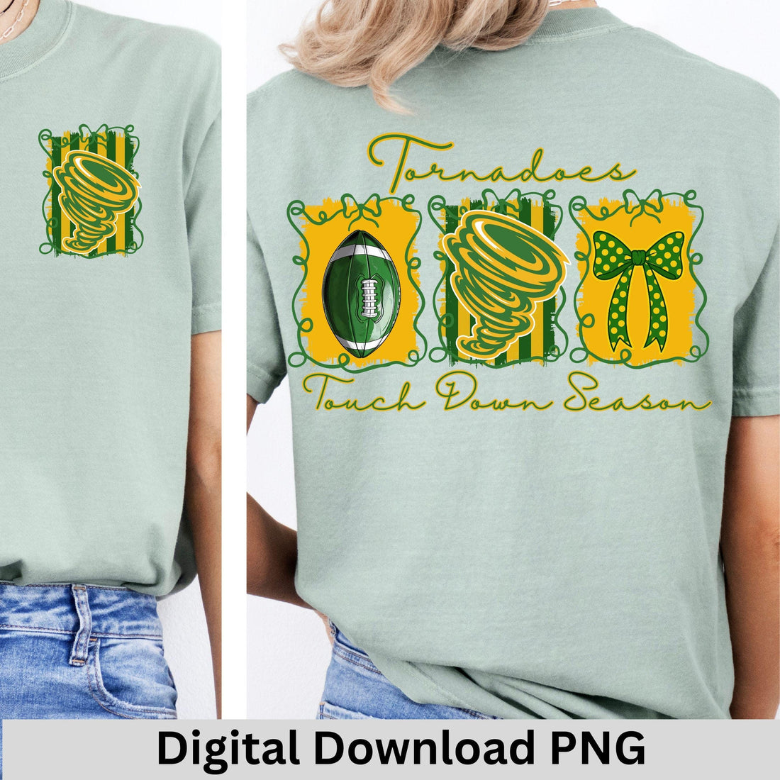 Tornadoes Coquette Bow Touch Down Season Football PNG