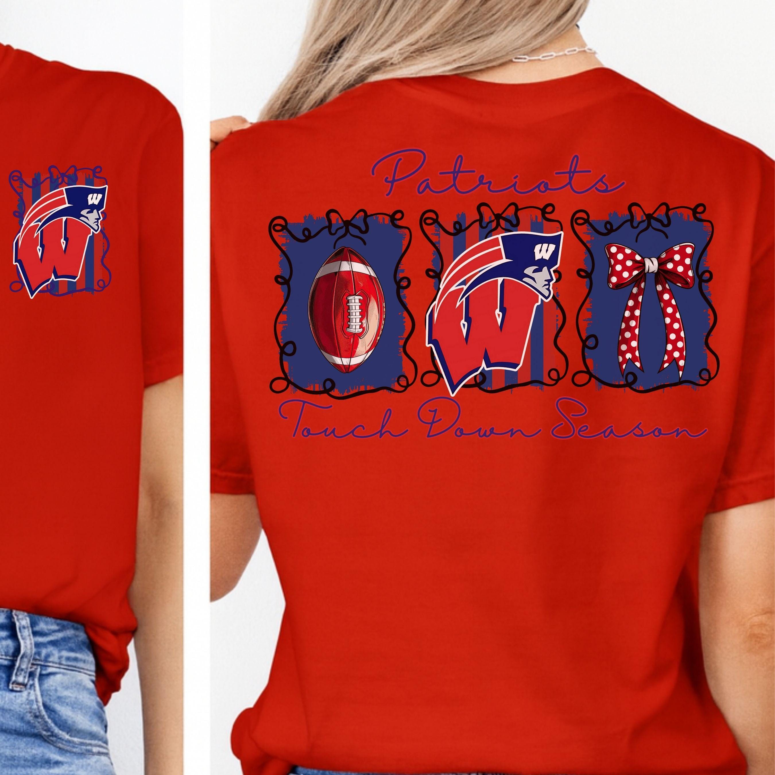 Patriots Coquette Bow Touch Down Season Football PNG Westover