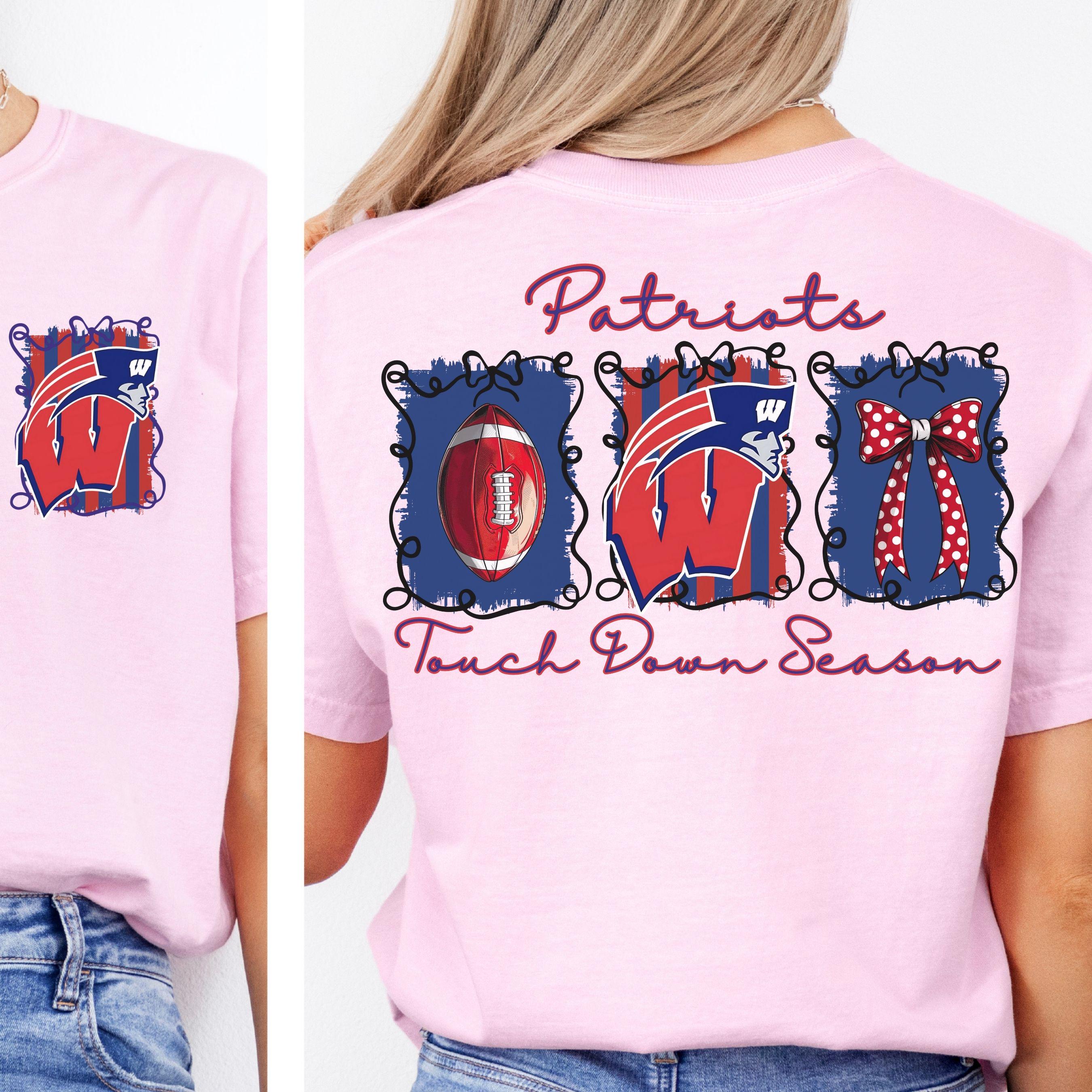 Patriots Coquette Bow Touch Down Season Football PNG Westover