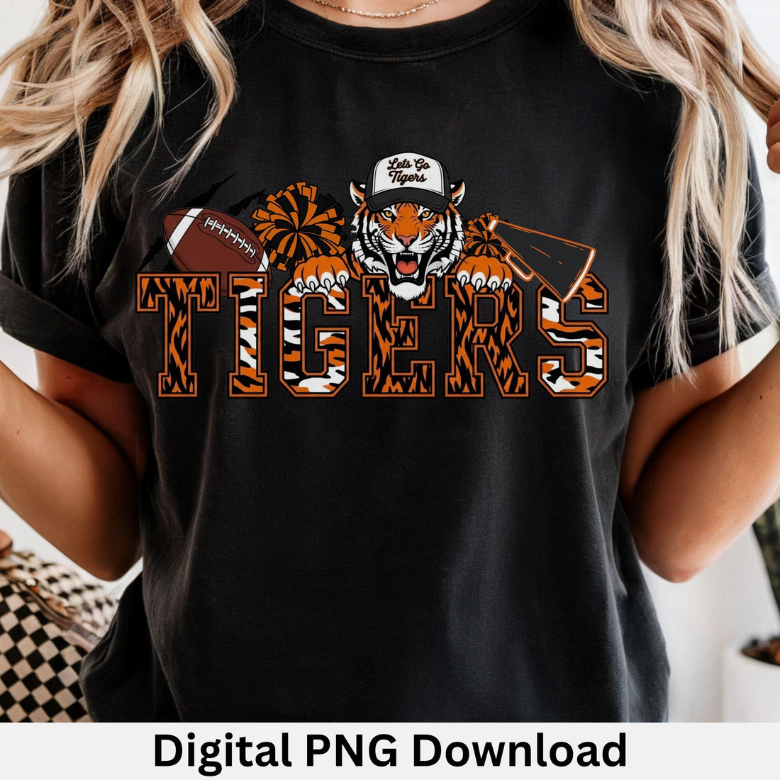 Tigers Cheer Football PNG Orange Black