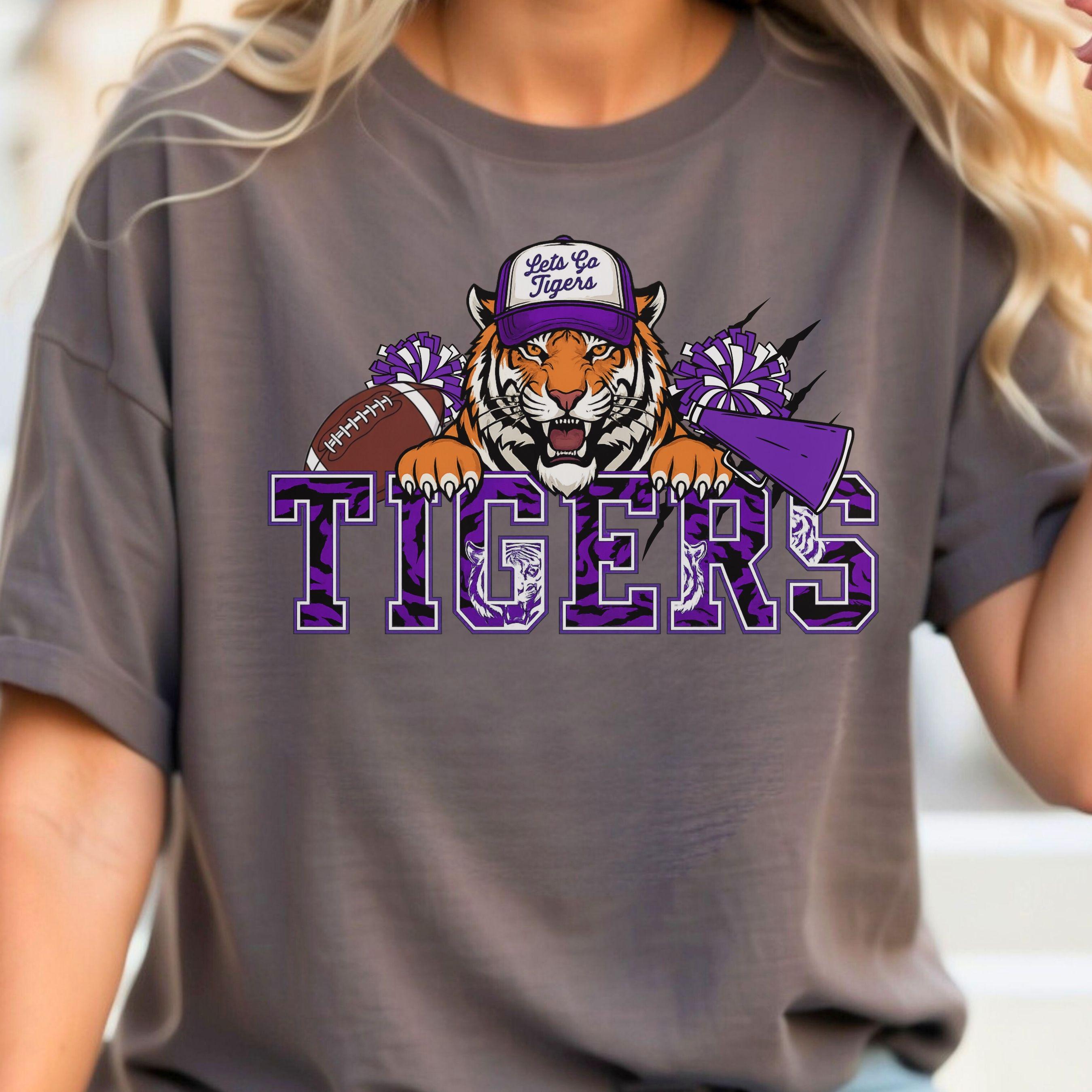 Tigers Trendy Cheer Football PNG Purpel