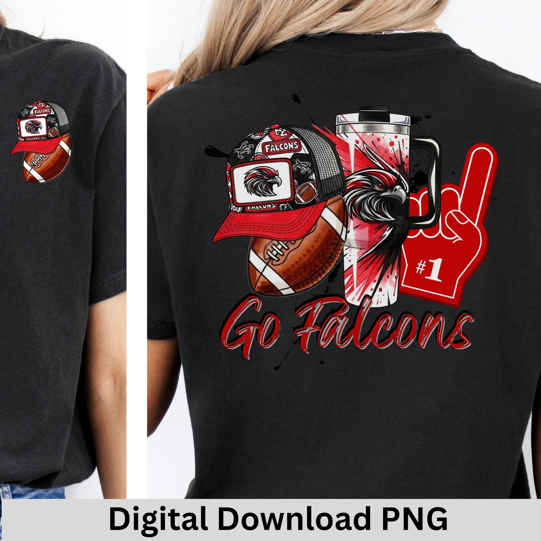 Falcons Game Day Essentials Hat Tumbler Design PNG